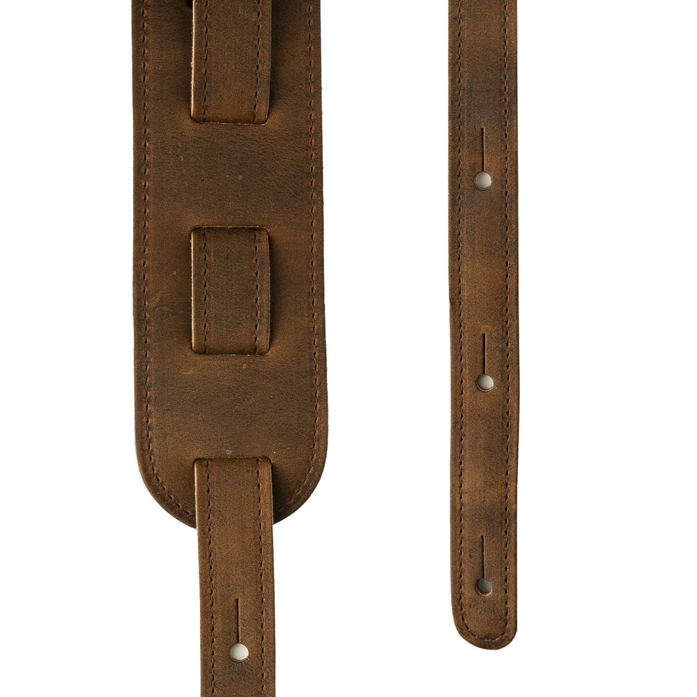 PRS Distressed Brown Leather Birds Strap (embossed birds brown) - HIENDGUITAR PRS Straps