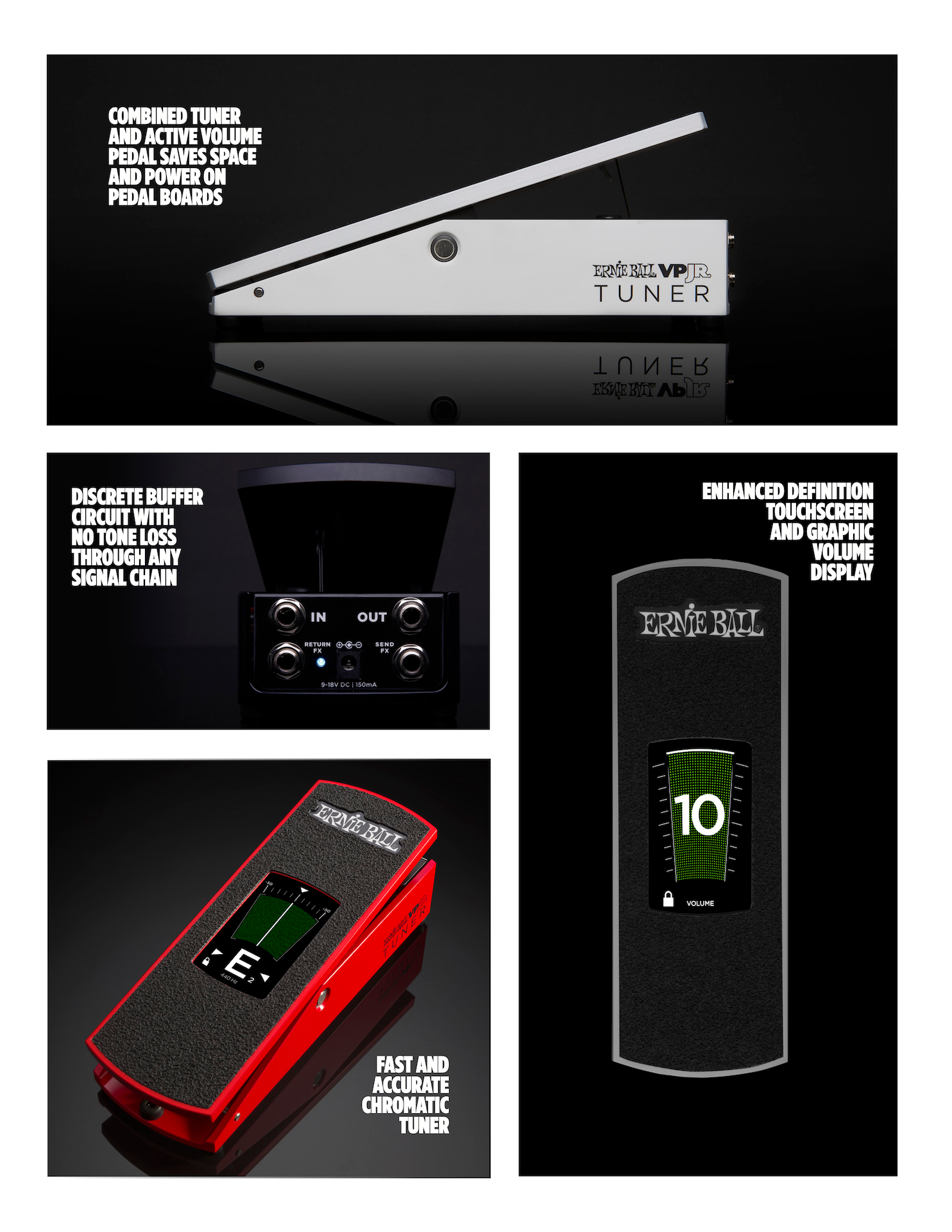 ERNIEBALL VPJR VOLUME PEDAL W TUNER - HIENDGUITAR Ernieball Pedals