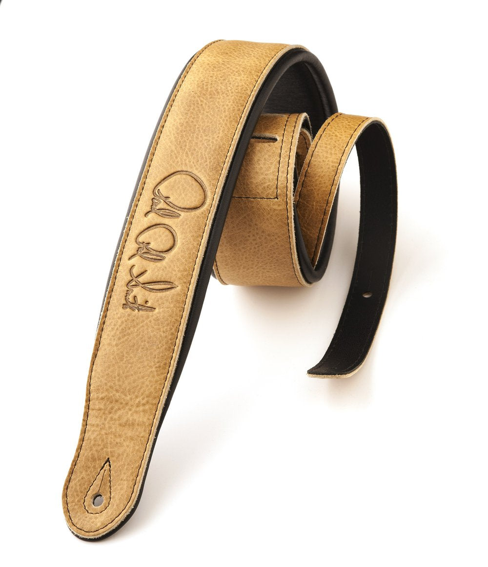 PRS Padded Leather Signature Strap, Sandstone/Black ACC-3135 - HIENDGUITAR PRS straps
