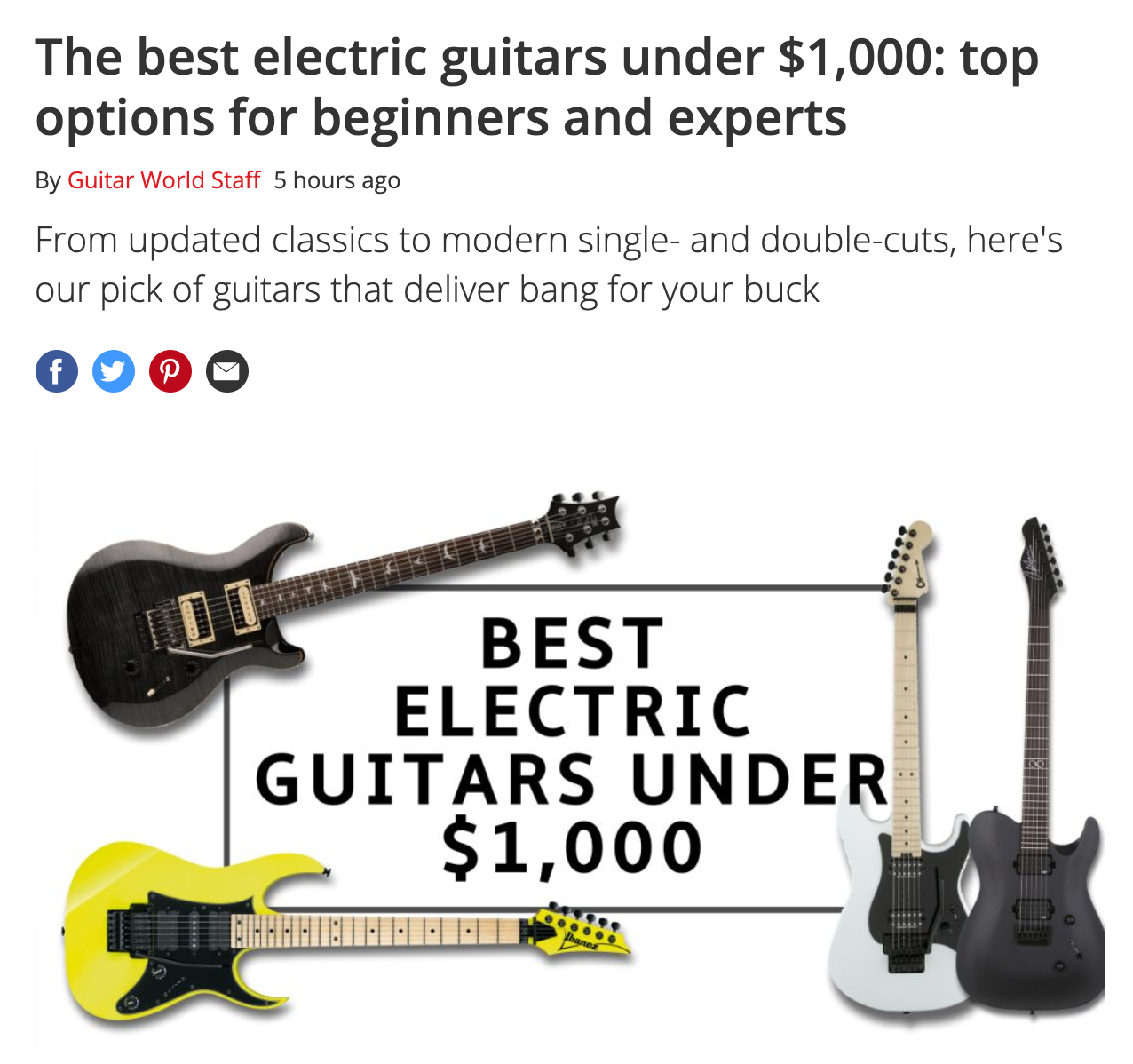 The best electric guitars under $1,000
