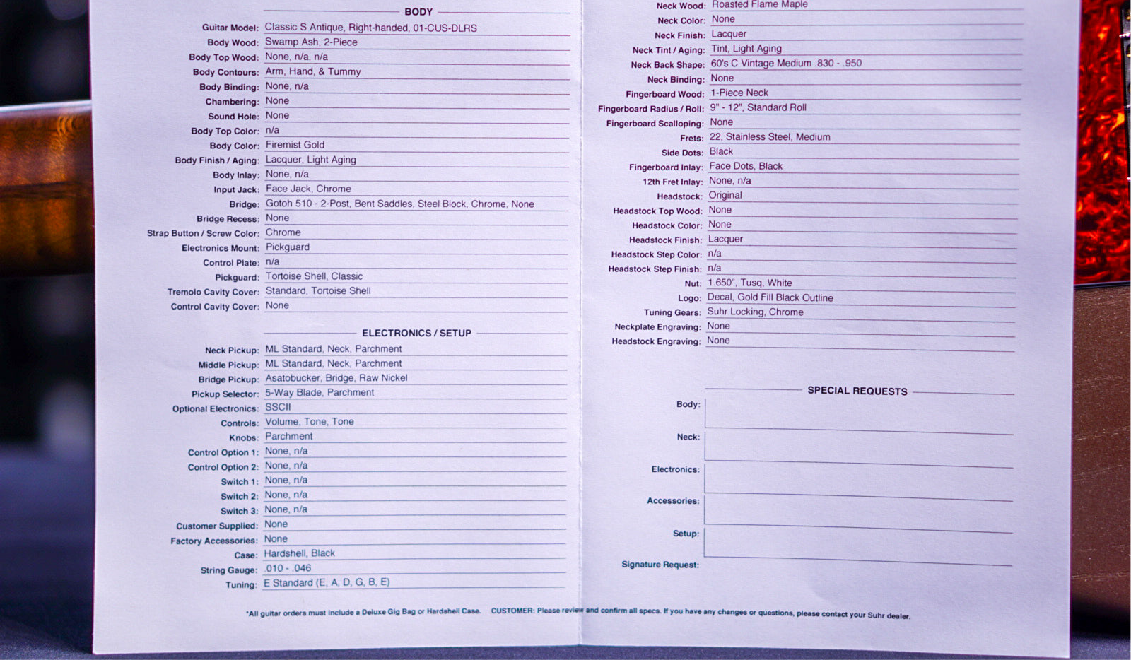 Suhr Classic custom antique firemist gold 77697