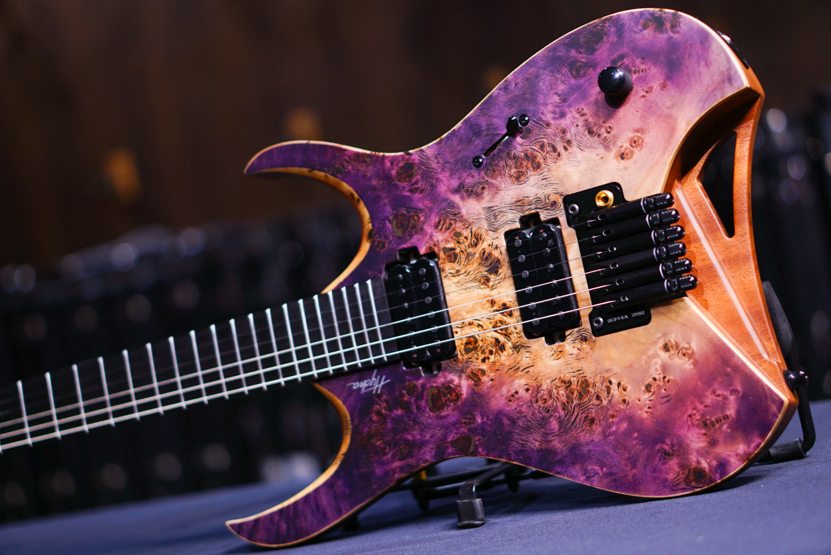 Mayones Hydra elite pro 6 trans natural fade purple burst out satine H