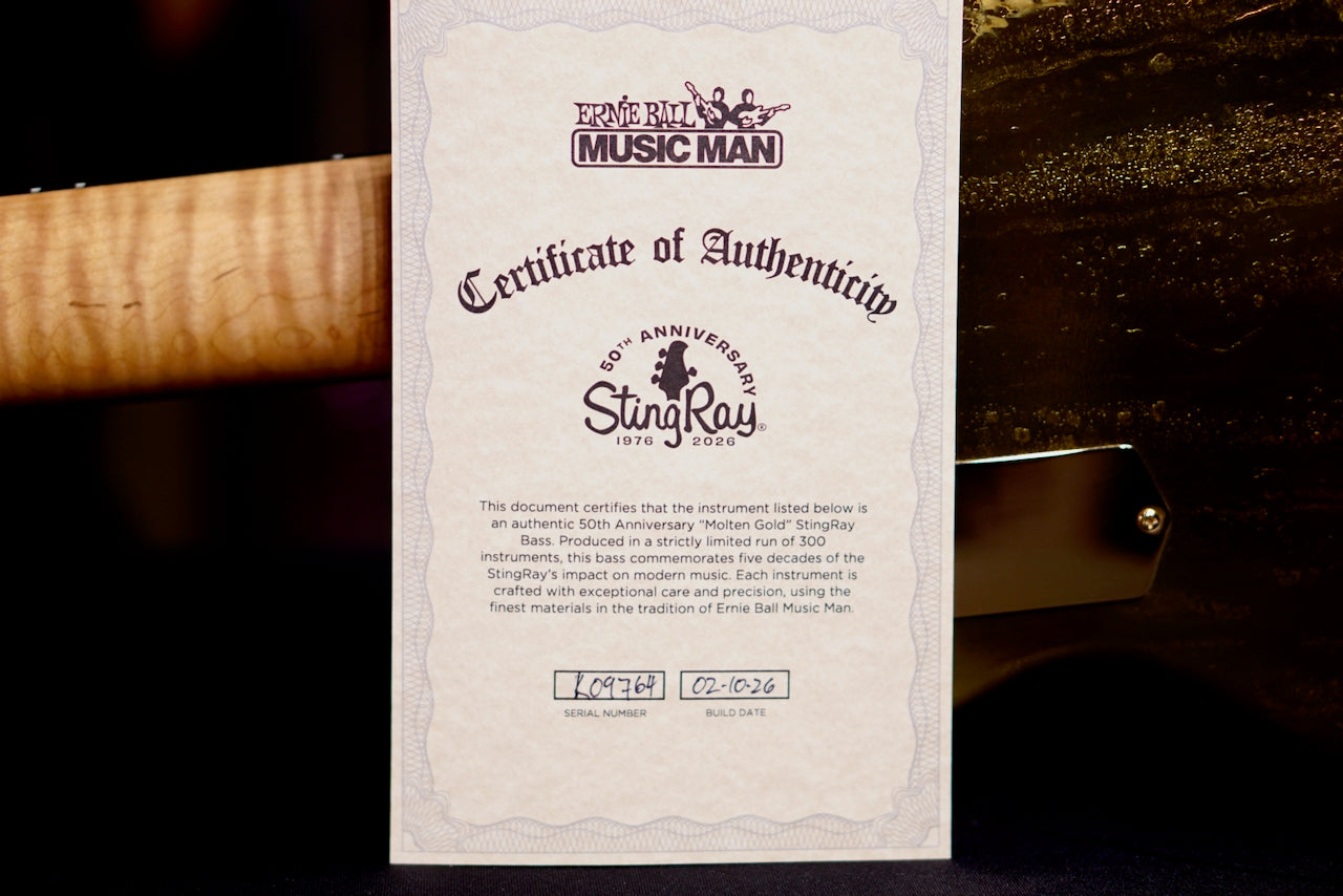 Ernie Ball Music Man 50th Anniversary StingRay Bass Molten Gold K09764