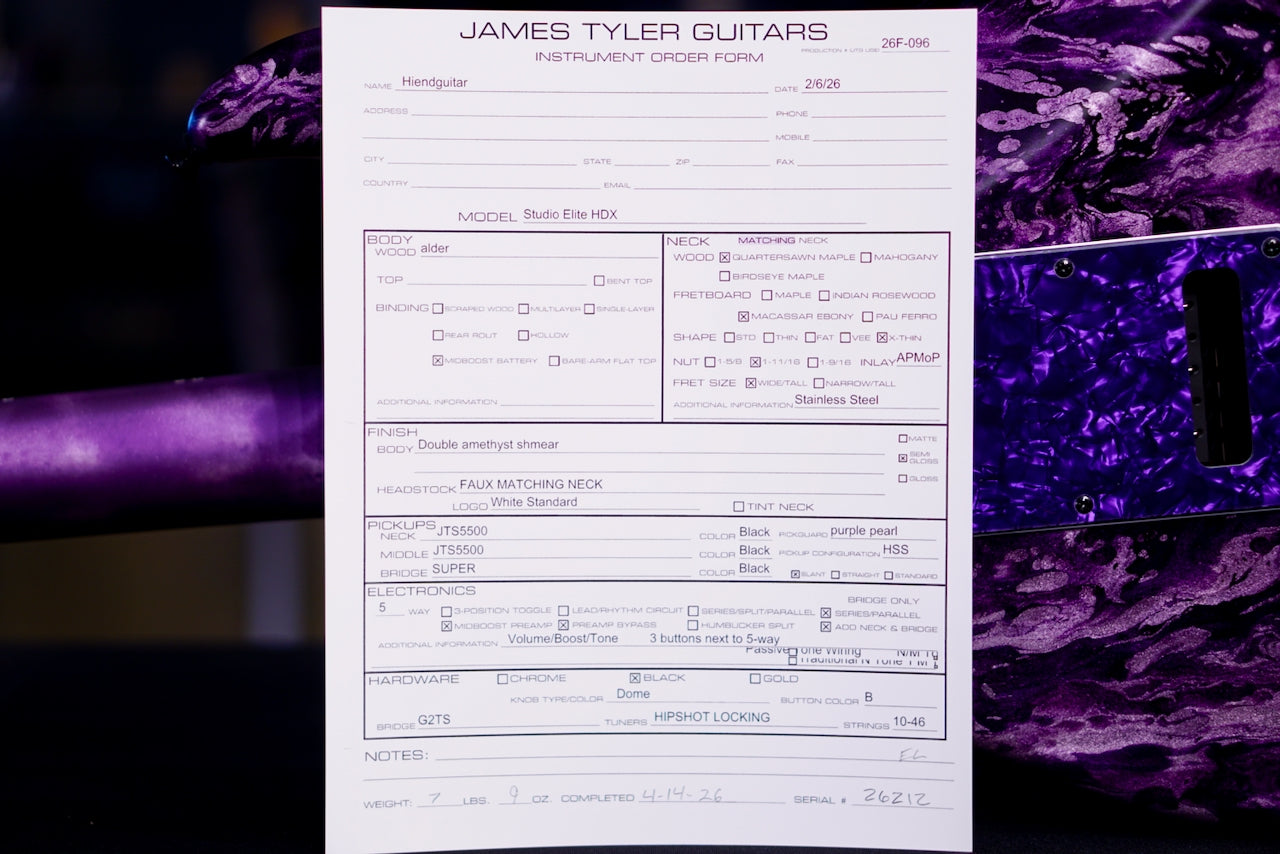 James Tyler Studio Elite HDX Double Amethyst Shmear  26212