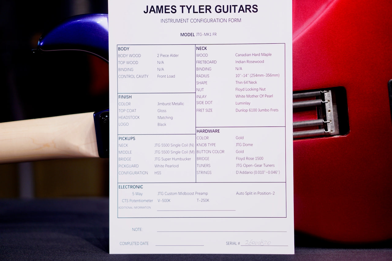 James Tyler JTG FR Floyd Rose - Jim Burst