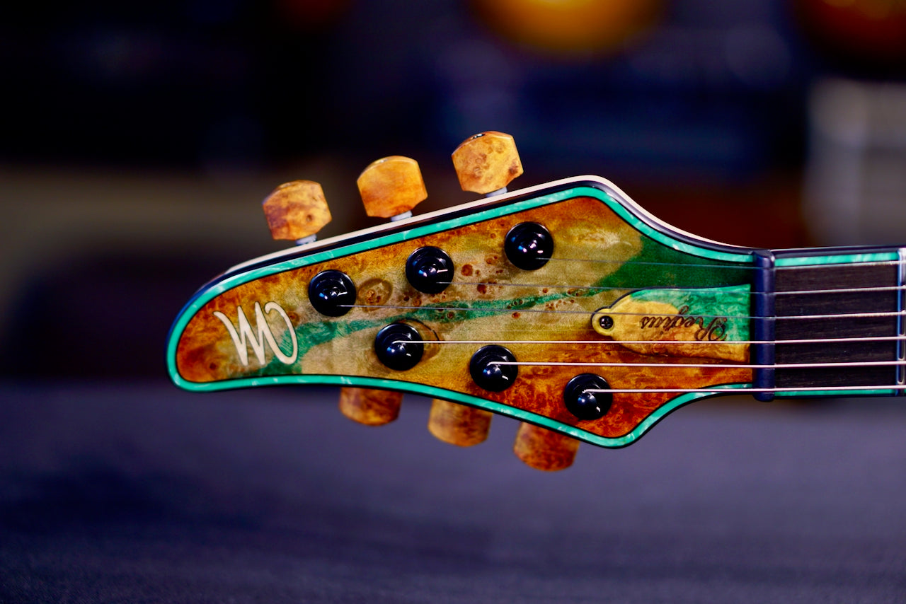 Mayones Regius 6 Burl Maple Master Grade Resin filled Light Green  RF2606301