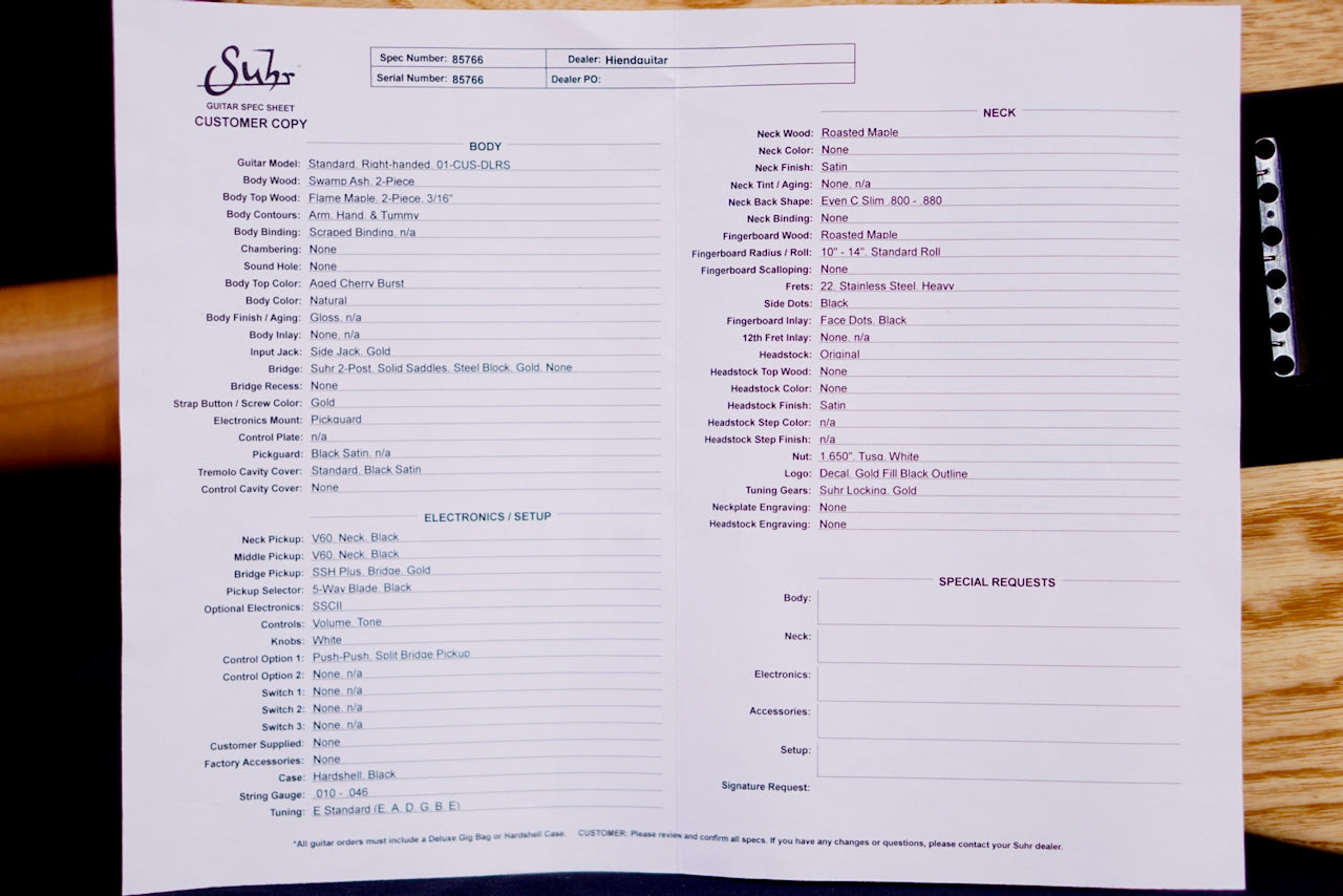 Suhr Standard Custom Aged Cherry Burst 85766