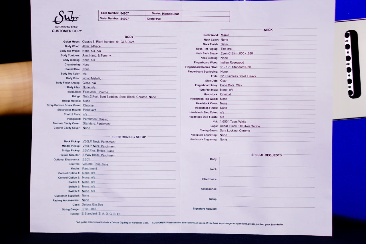 Suhr Limited Edition Classic S Metallic – Indigo 84907