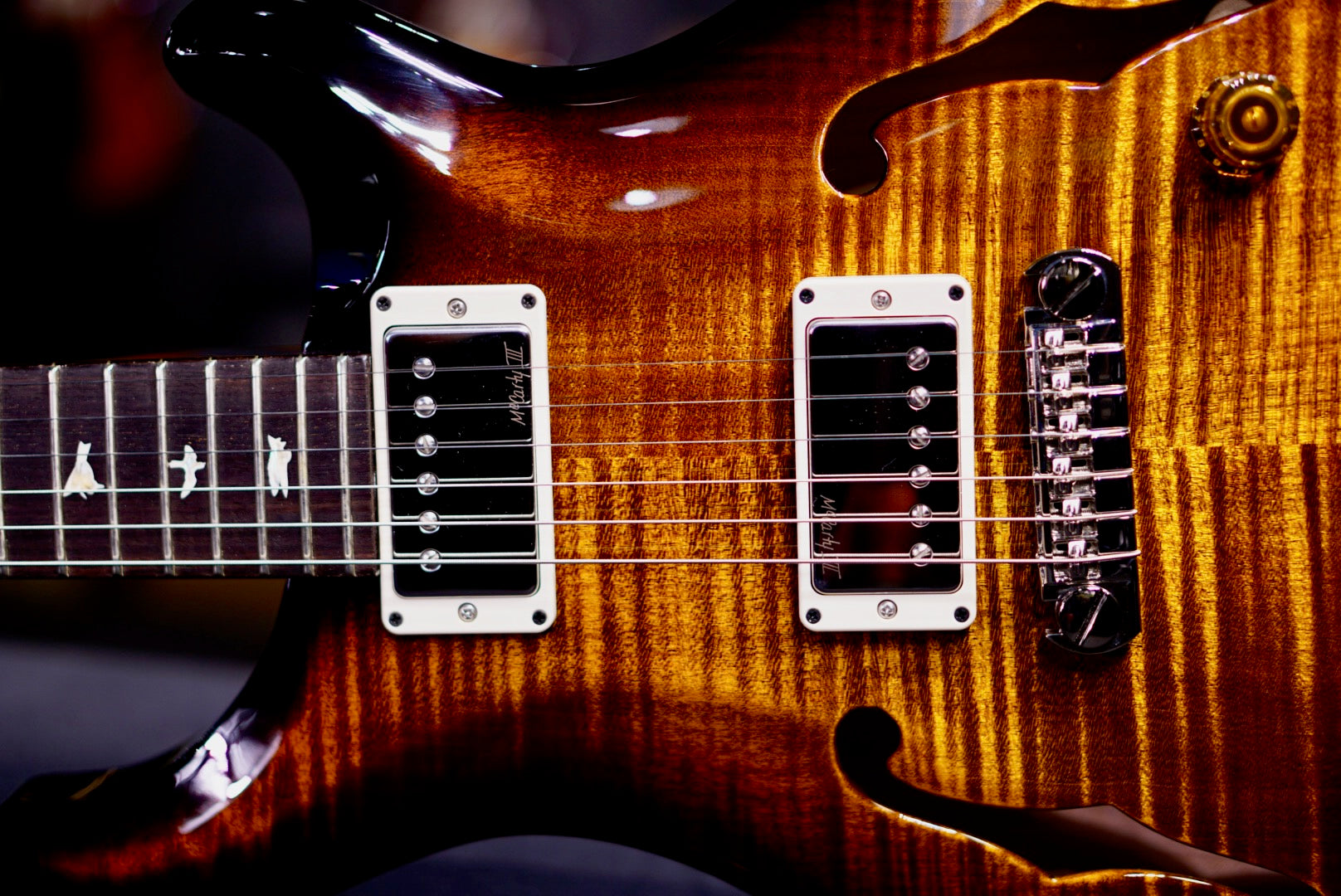 PRS Hollowbody II Piezo Black Gold Wraparound Burst 0412071