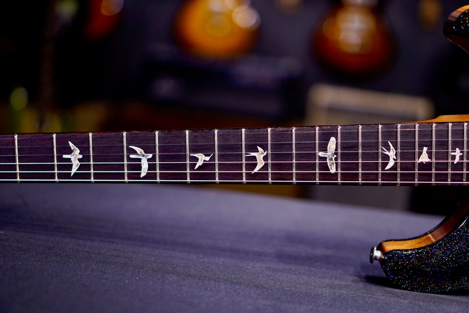 PRS Hollowbody II Piezo Black Rainbow Holoflake Top & Binding (Natural Back) 0416856