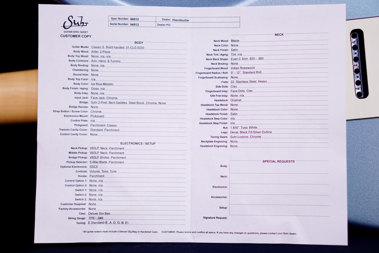 Suhr Limited Edition Classic S Ice Blue Metalic 84912