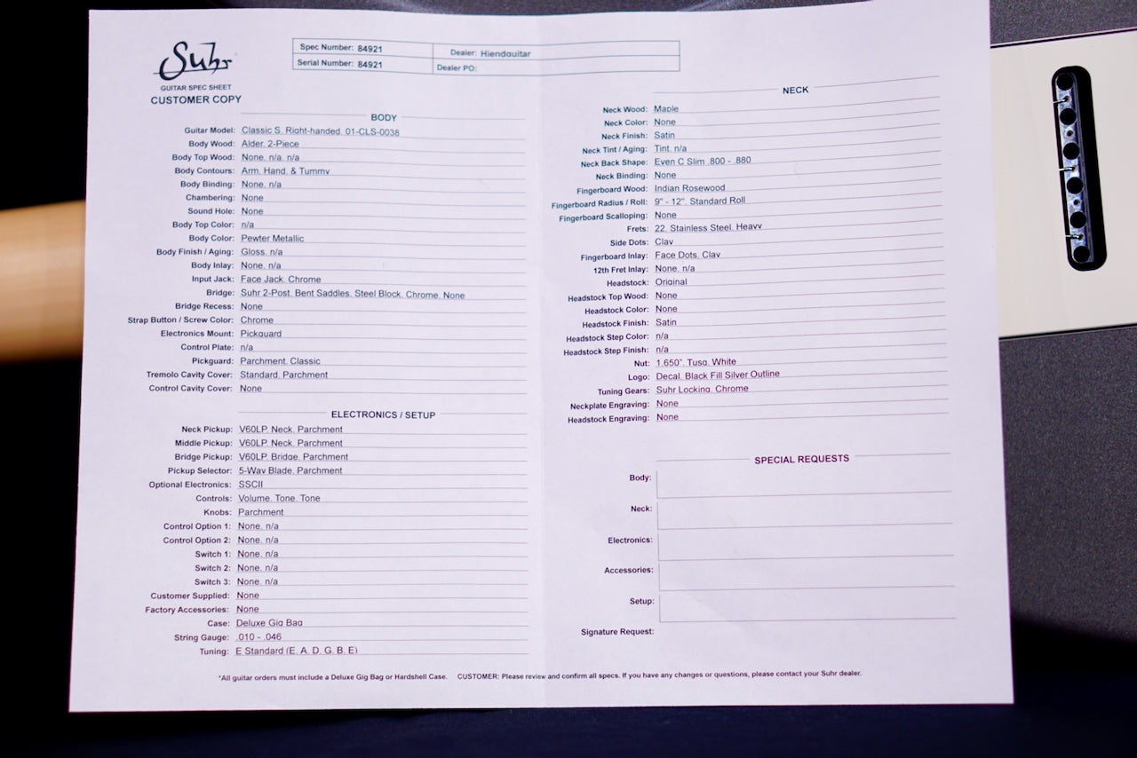 Suhr Limited Edition Classic S Pewter Metalic 84921