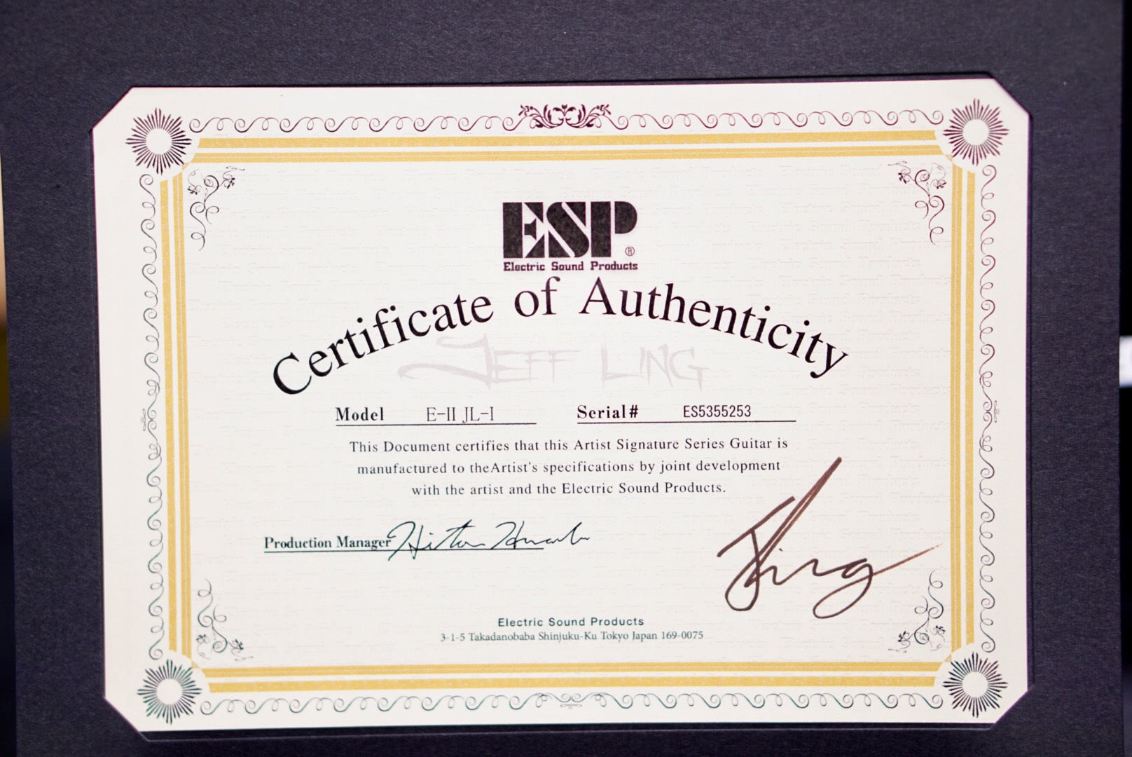 ESP E-II JL-1 M-II NT Jeff Ling signature PARKWAY DRIVE  Black satin  Es5355253