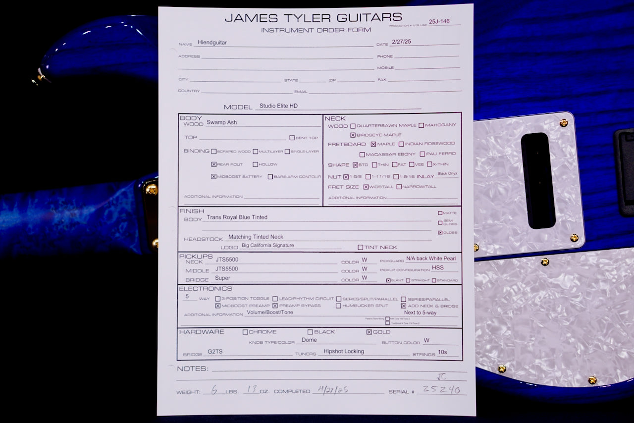 James Tyler Studio Elite HD Transparent Royal Blue 25240