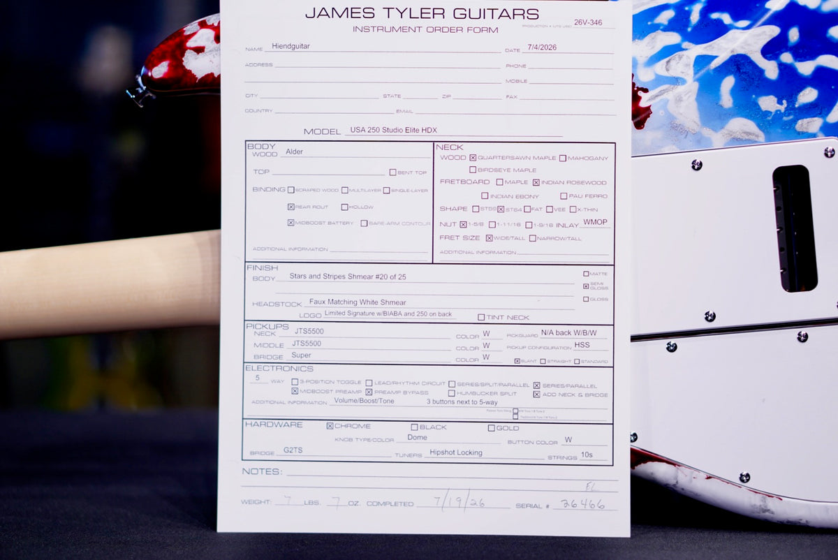 James Tyler Studio Elite HDX USA 250 Limited Edition Stars & Stripes Shmear 26466