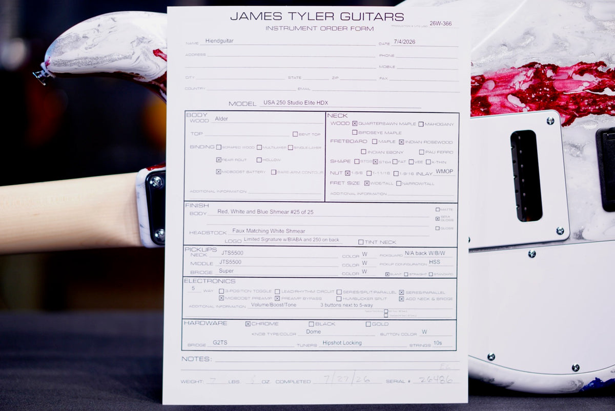 James Tyler Studio Elite HDX USA 250 Limited Edition Red , White & Blue Shmear 26486