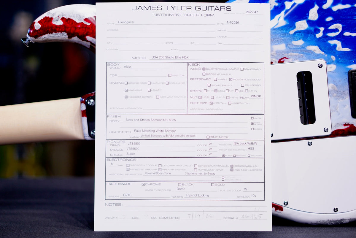 James Tyler Studio Elite HDX USA 250 Limited Edition Stars & Stripes Shmear 26465