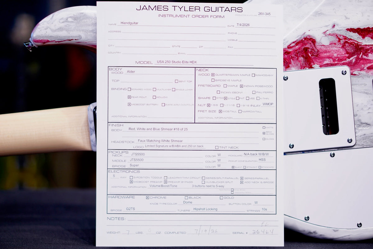 James Tyler Studio Elite HDX USA 250 Limited Edition Red , White & Blue Shmear 26464