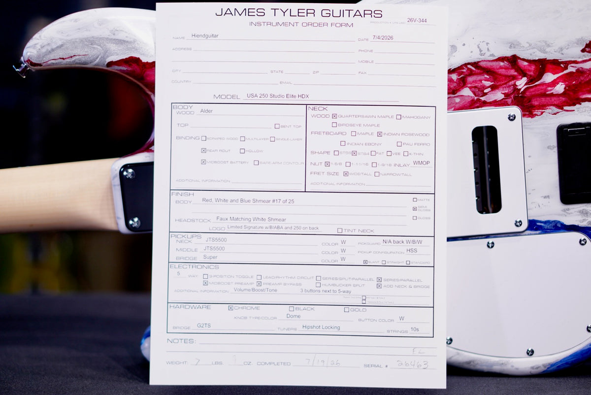 James Tyler Studio Elite HDX USA 250 Limited Edition Red , White & Blue Shmear 26463
