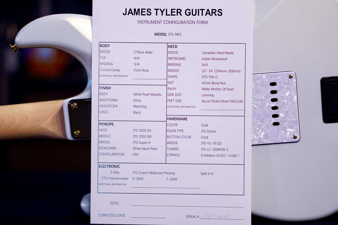 James Tyler JTG White Pearl metallic