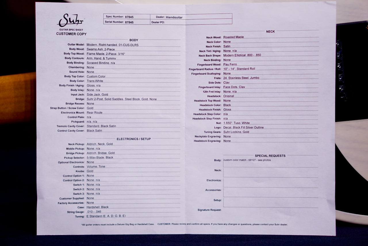 RESERVED Suhr Modern Custom Beach Gradient White Back 87845