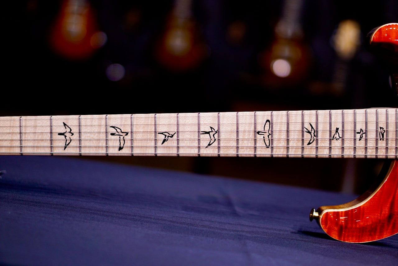 PRS Custom 24 Piezo Wood Library Artist Neck Fire Red / Gray Black Fade 0414025