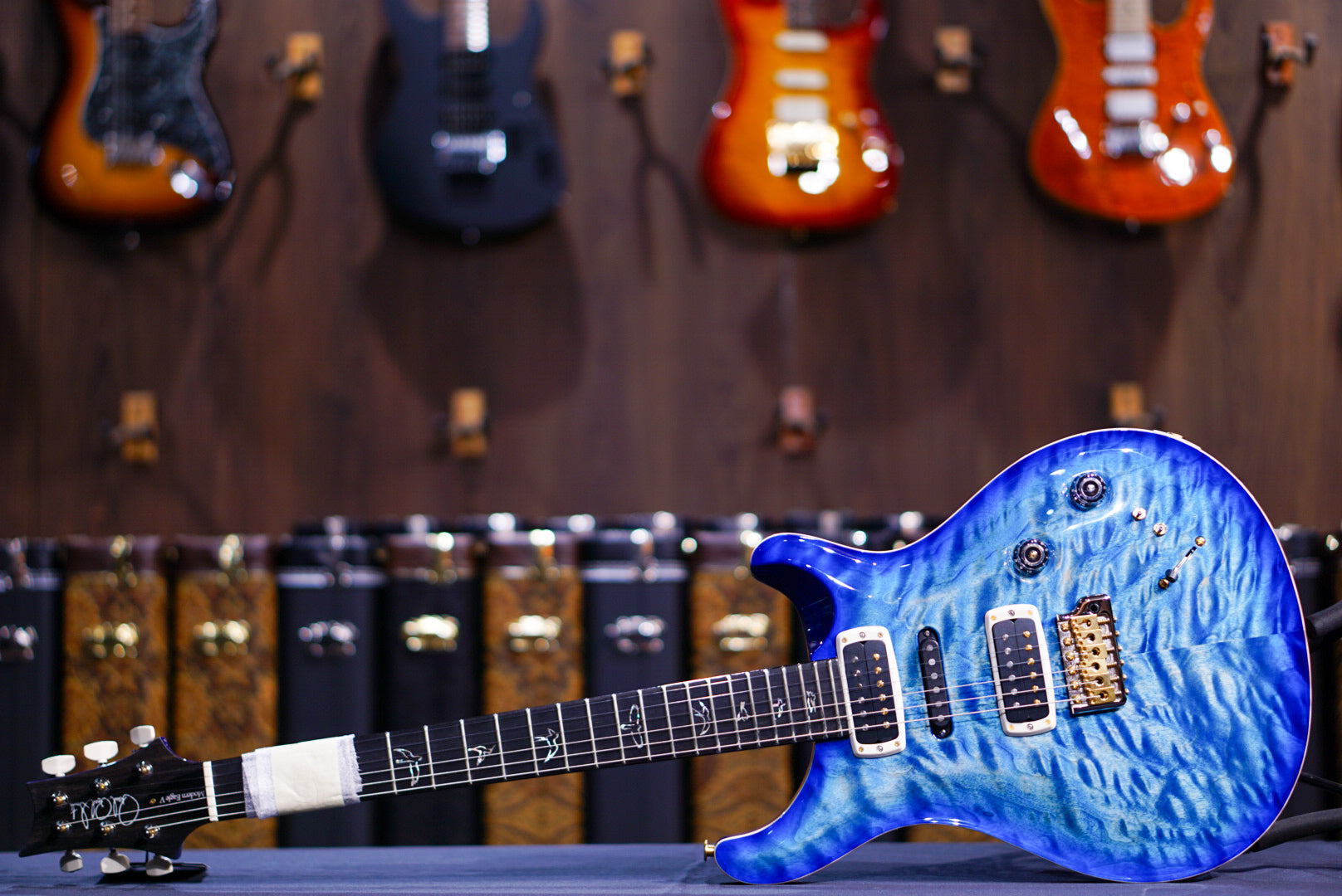 PRS Modern eagle V wood library faded blue burst 0387187