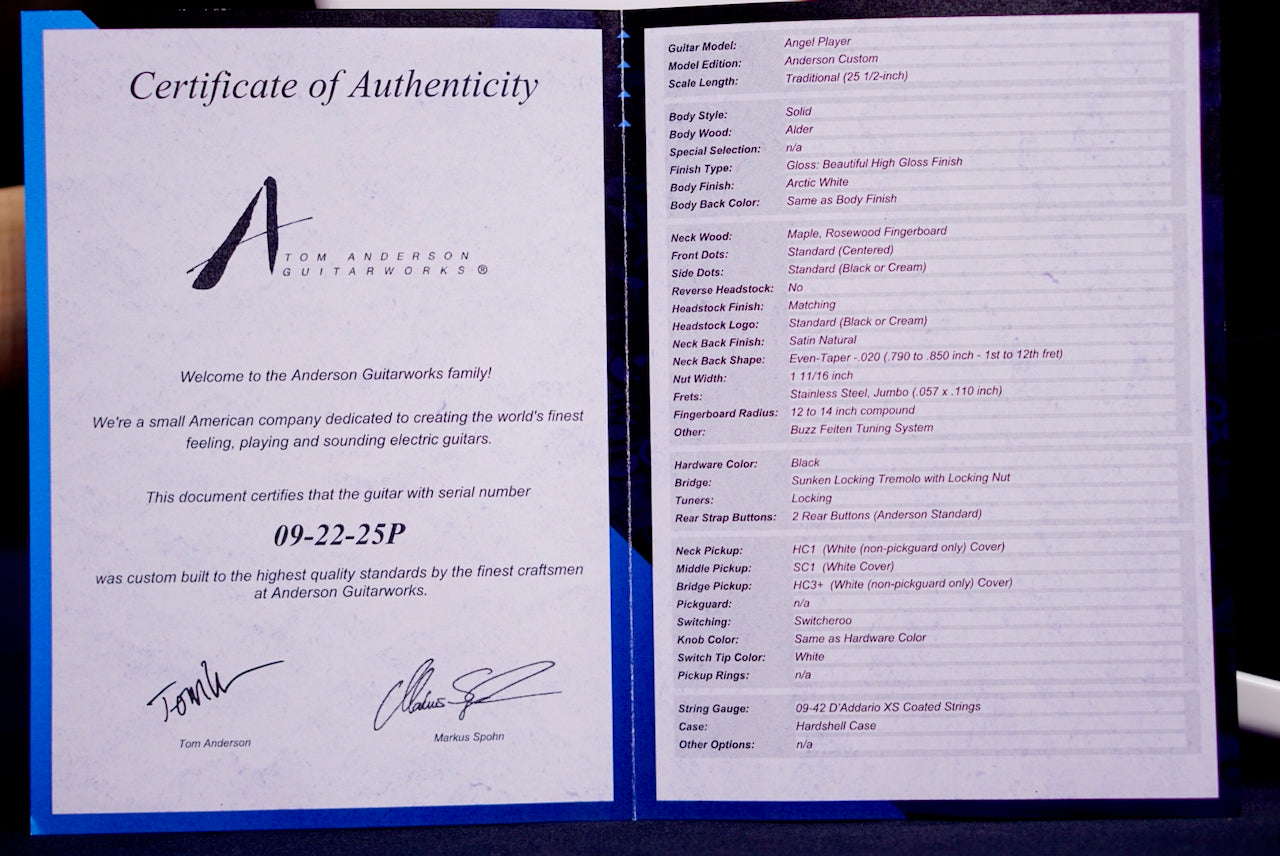 Anderson Angel Player Arctic White * 09-22-25P *