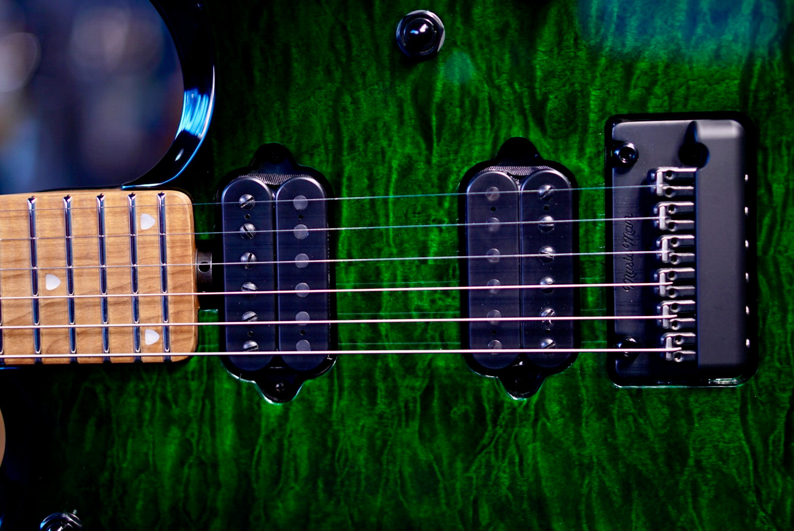 Ernie Ball Music Man JP15 Green Tiger Flame H09804