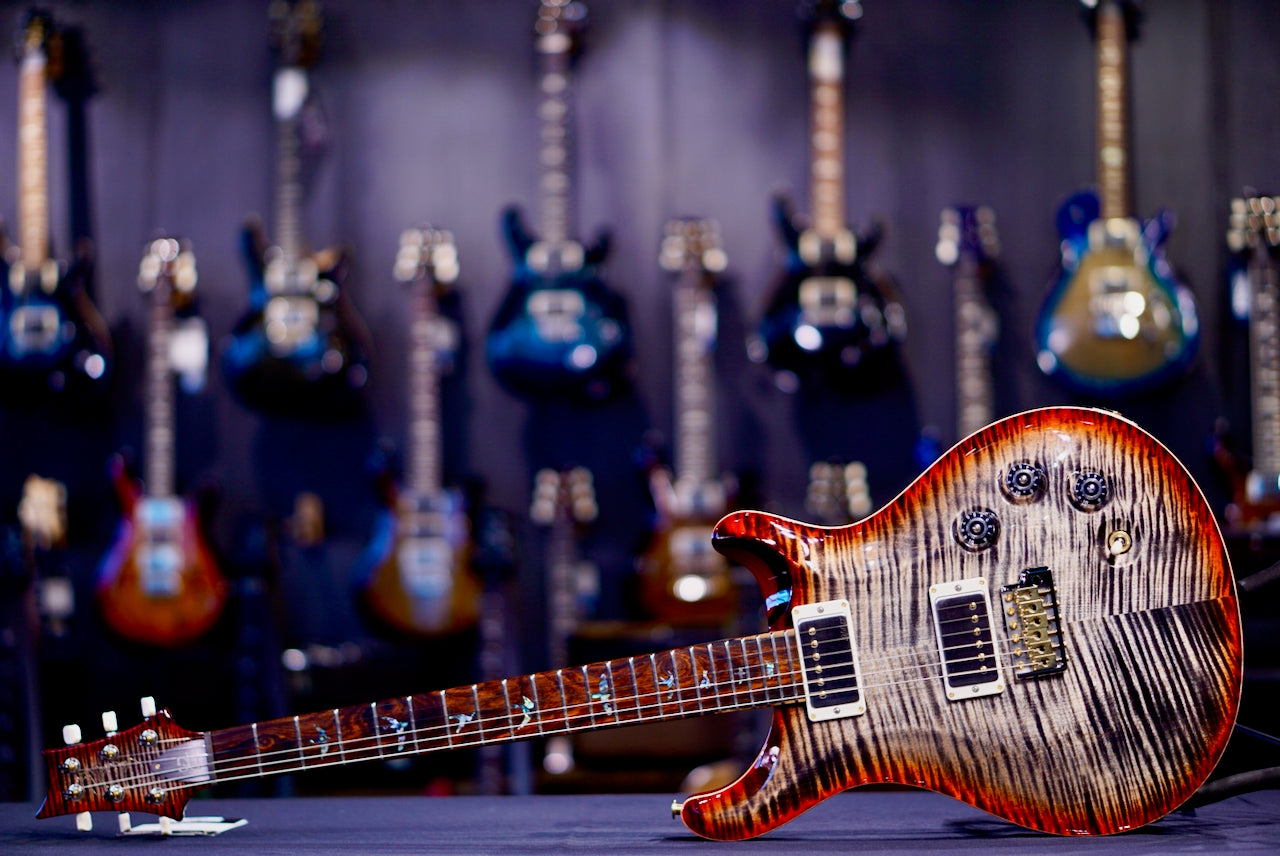PRS DGT Wood Library Charcoal Cherry Stain Flame Neck 0413765