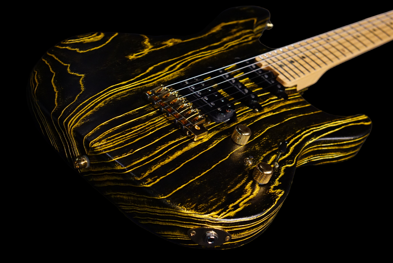 ESP SNAPPER AS BR DRIFTWOOD SERIES black w gold filler E7810232 - HIENDGUITAR   ESP GUITAR