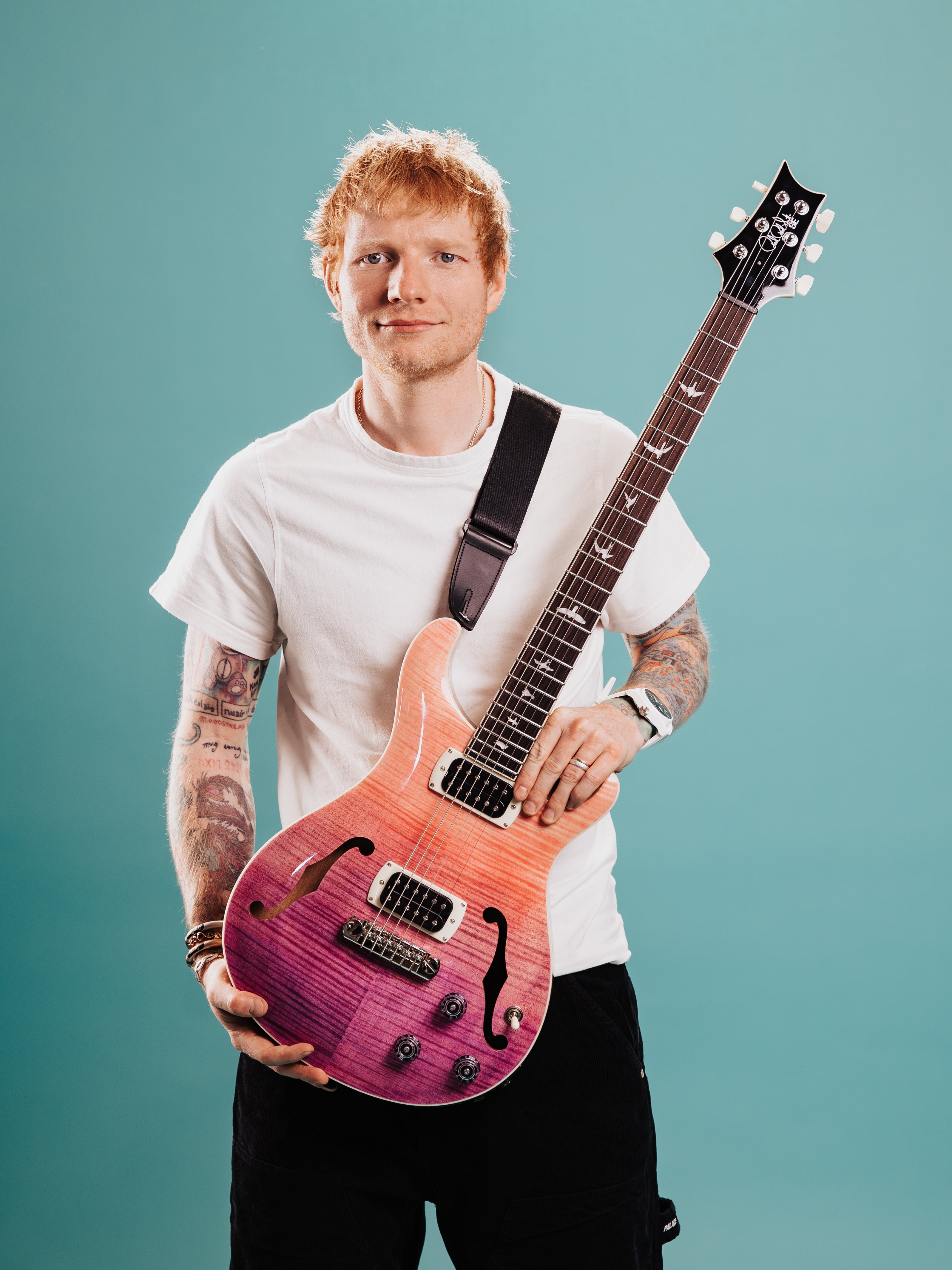 PRS SE Ed Sheeran Hollowbody I Baritone Piezo Pink Purple Fade