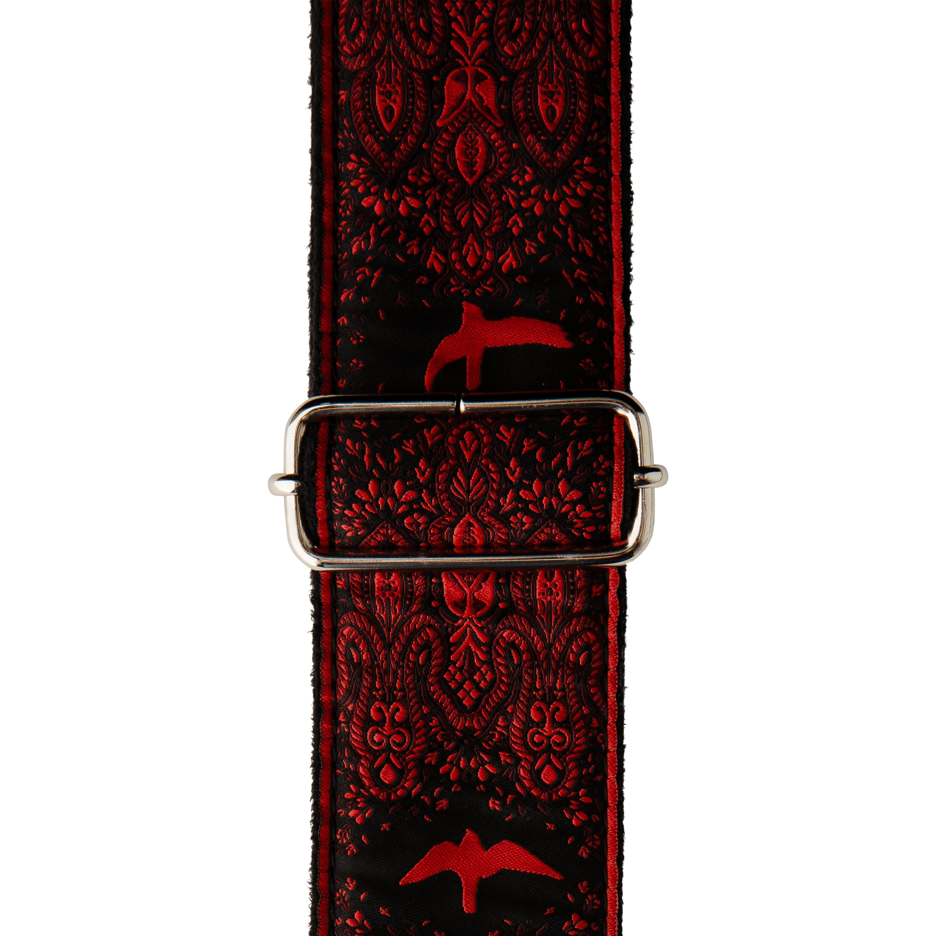 PRS 2" Guitar Strap, Custom Jacquard Birds Fleur Red