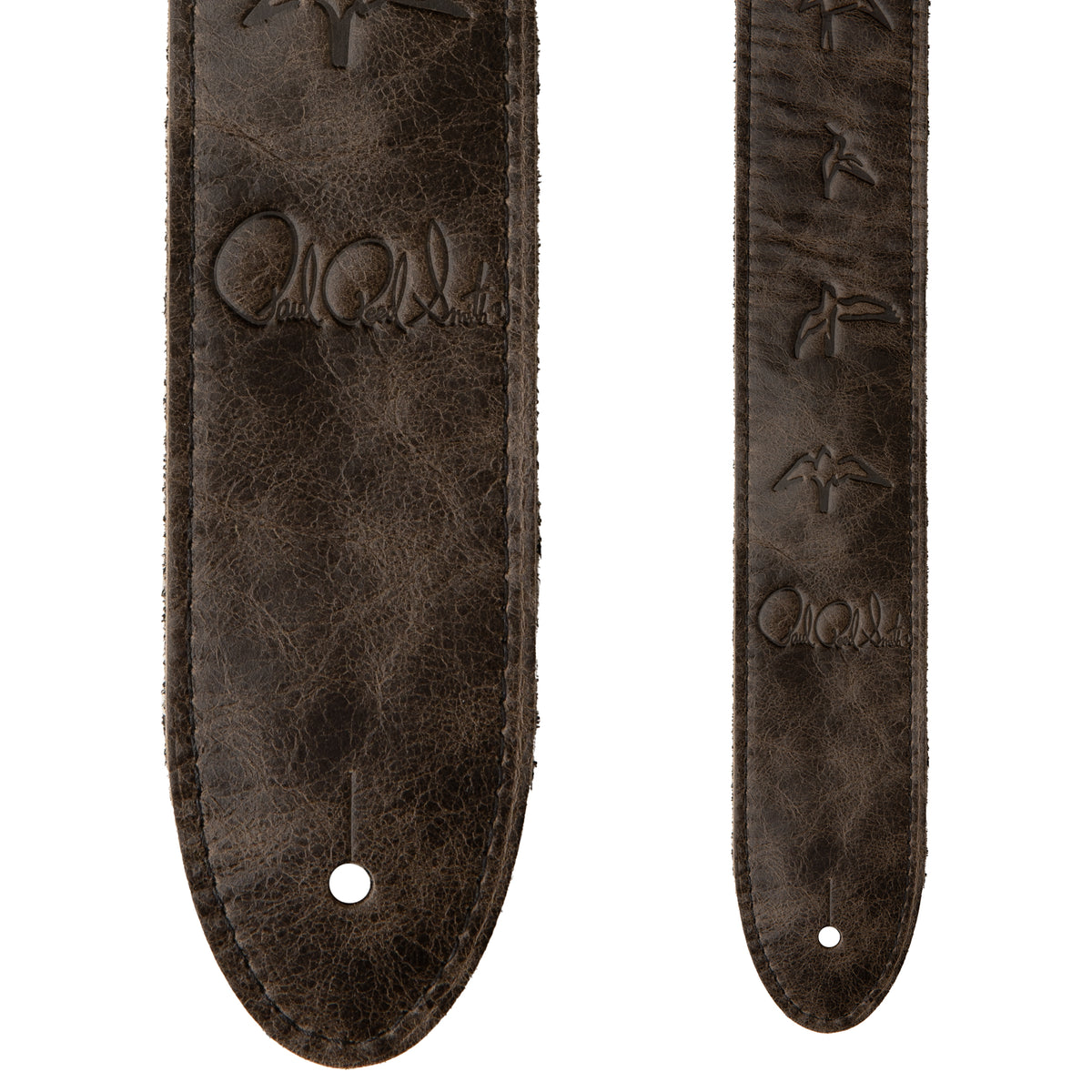 2” PRS Leather Strap, Embossed Birds, Worn Black 113010:044