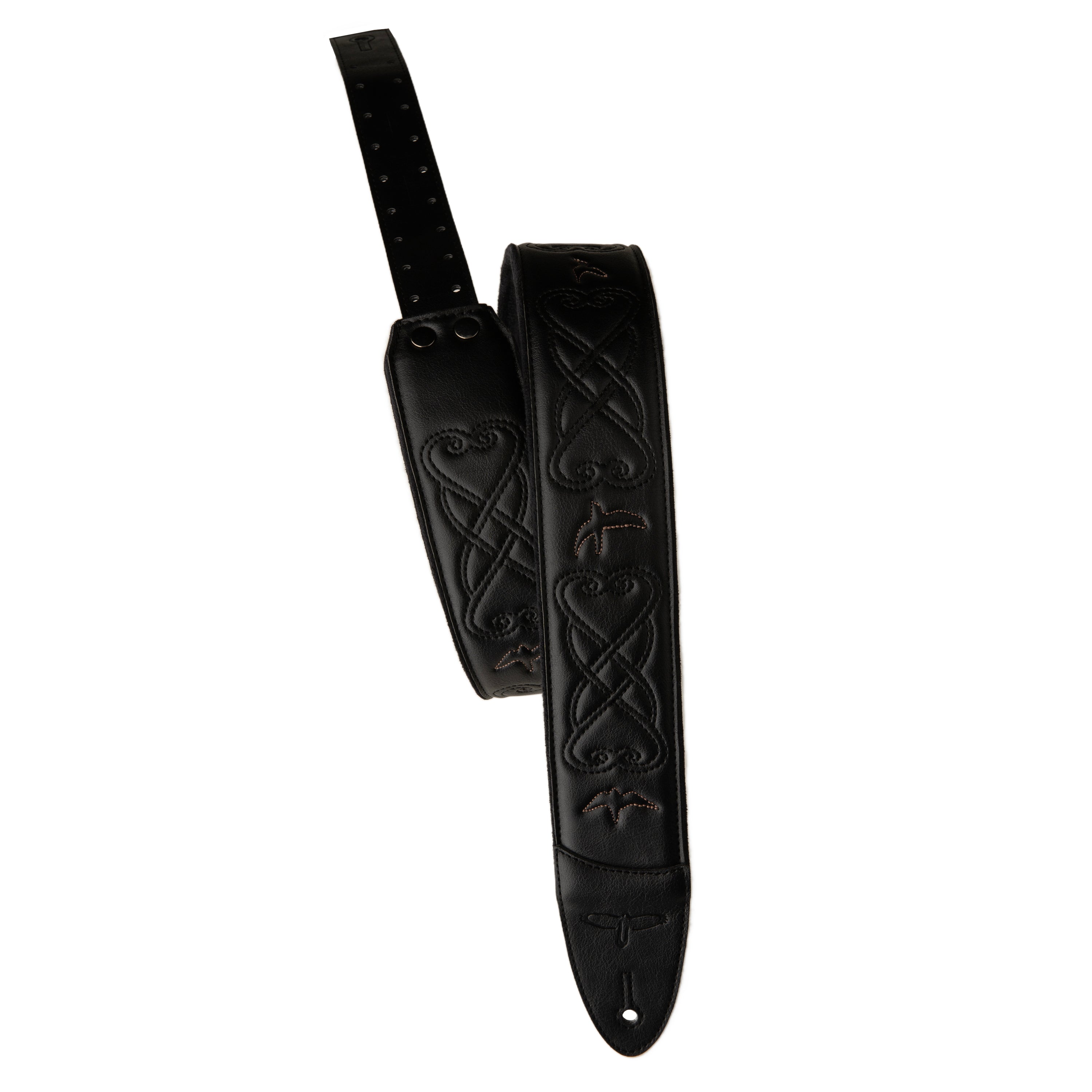 PRS 2.4" Padded Guitar Strap w/RAS, Custom Leather (Faux) Birds black
