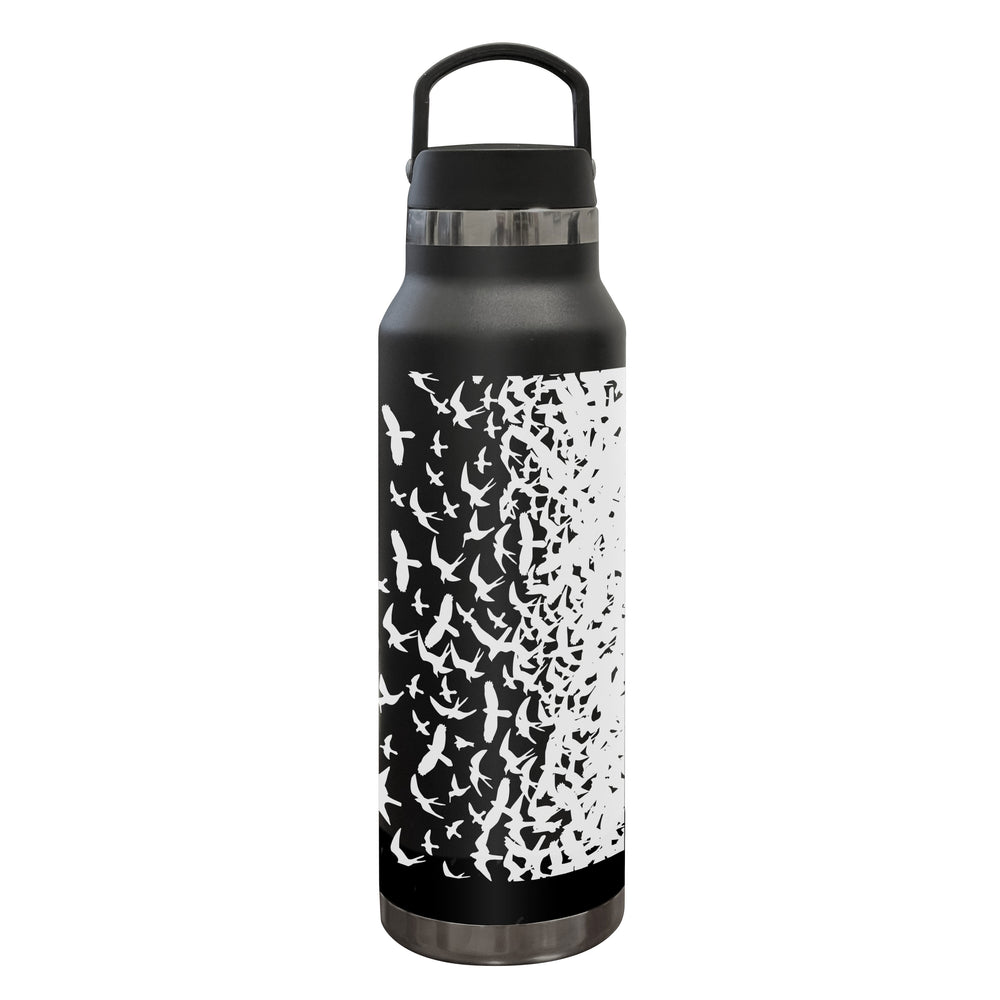 PRS Reusable Water Bottle, Birds Swarm, Black (25 oz) tumbler - HIENDGUITAR   PRS tumbler