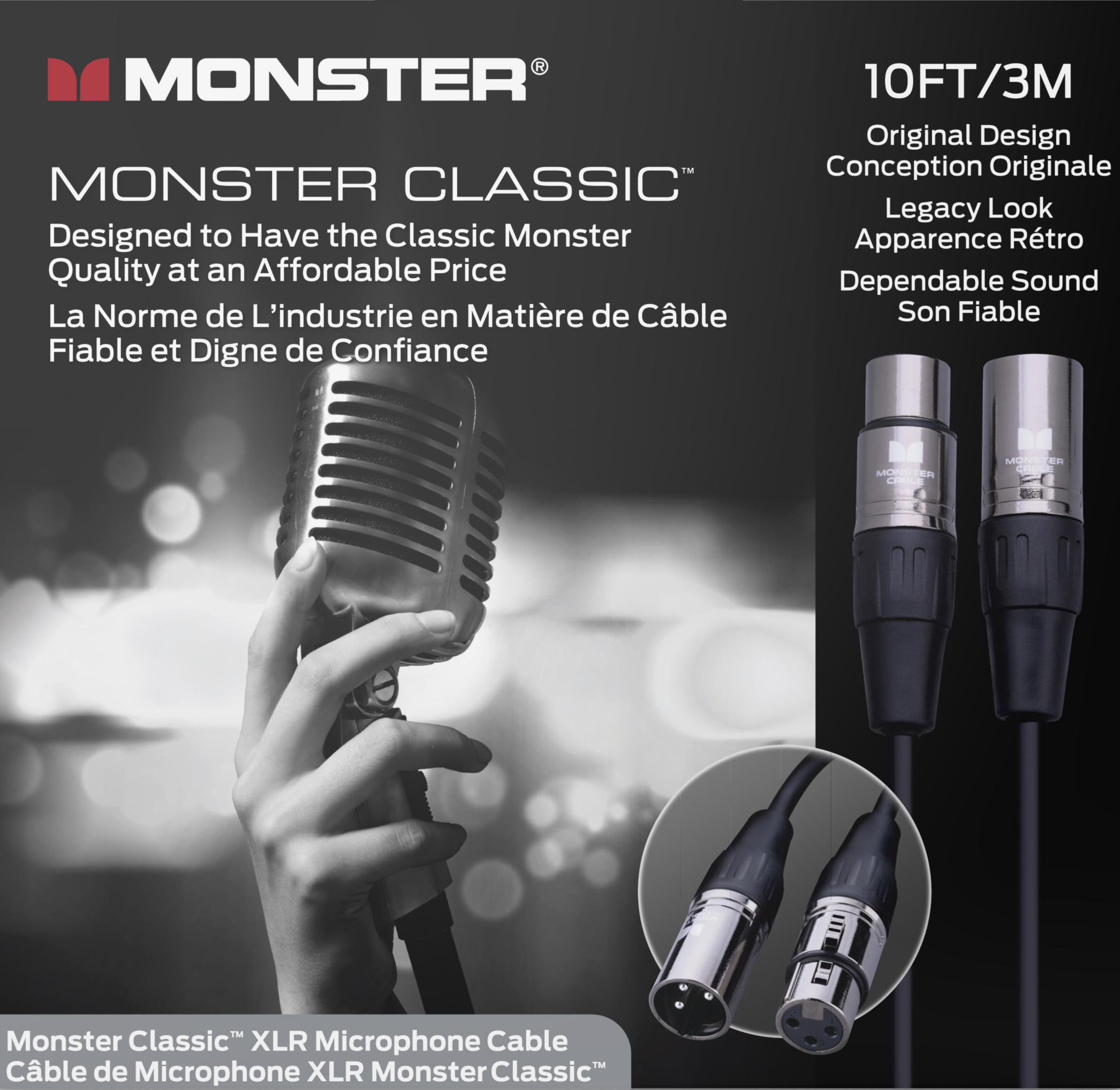 Monster® Prolink Classic™ Microphone Cable - HIENDGUITAR 10ft(3m) 10ft(3m) Monstercable Cable
