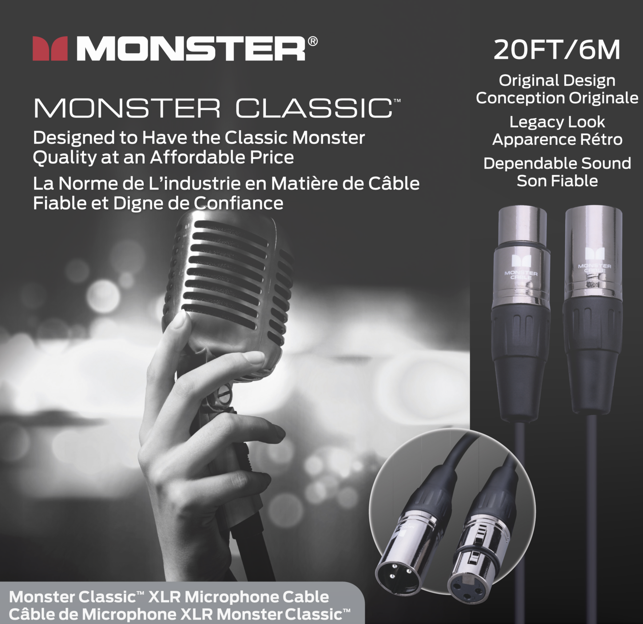 Monster® Prolink Classic™ Microphone Cable - HIENDGUITAR 20ft(6m) 20ft(6m) Monstercable Cable