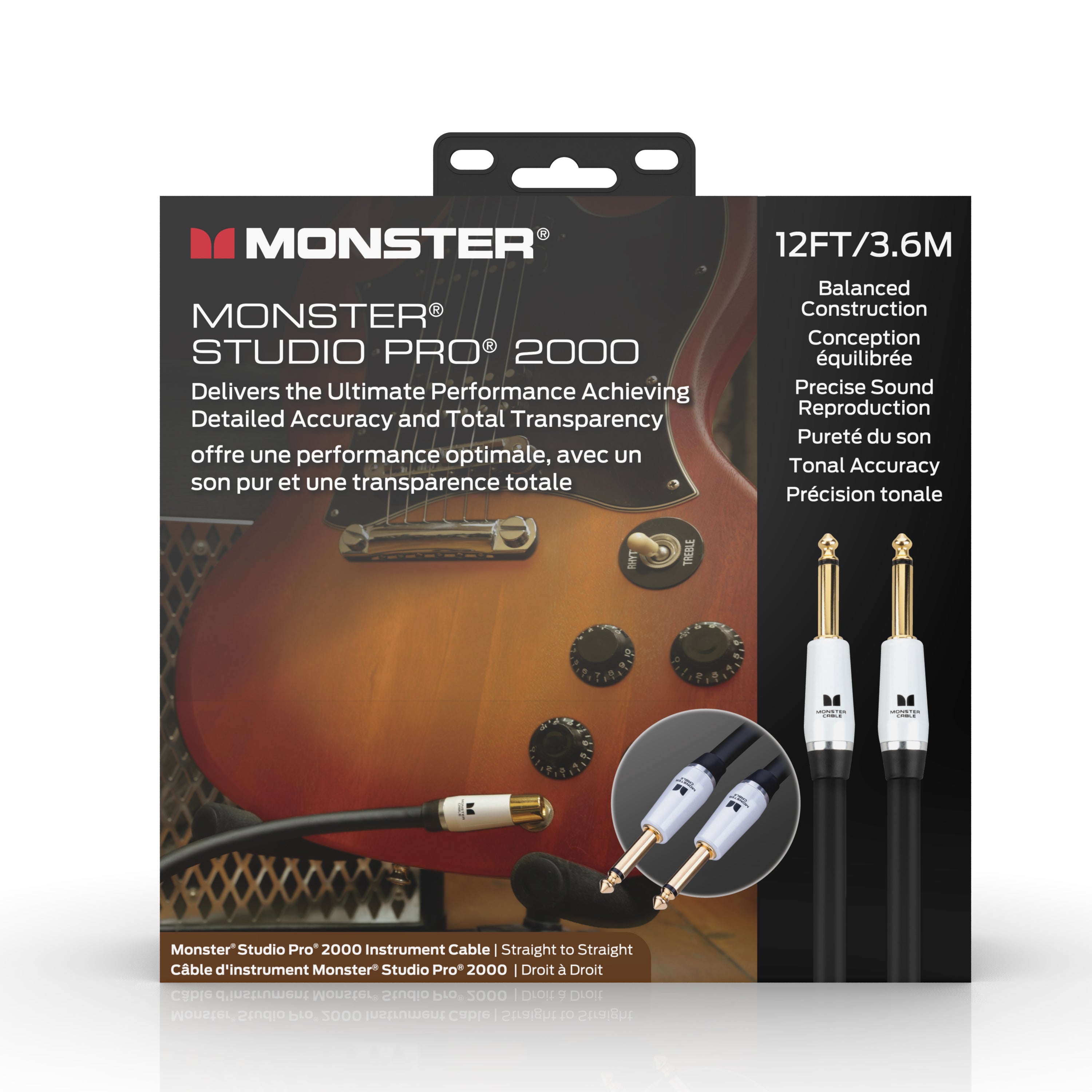 Monster® Prolink Studio Pro 2000 Instrument Cable - HIENDGUITAR Straight-straight / 12ft(3.6m) Straight-straight Monstercable Cables