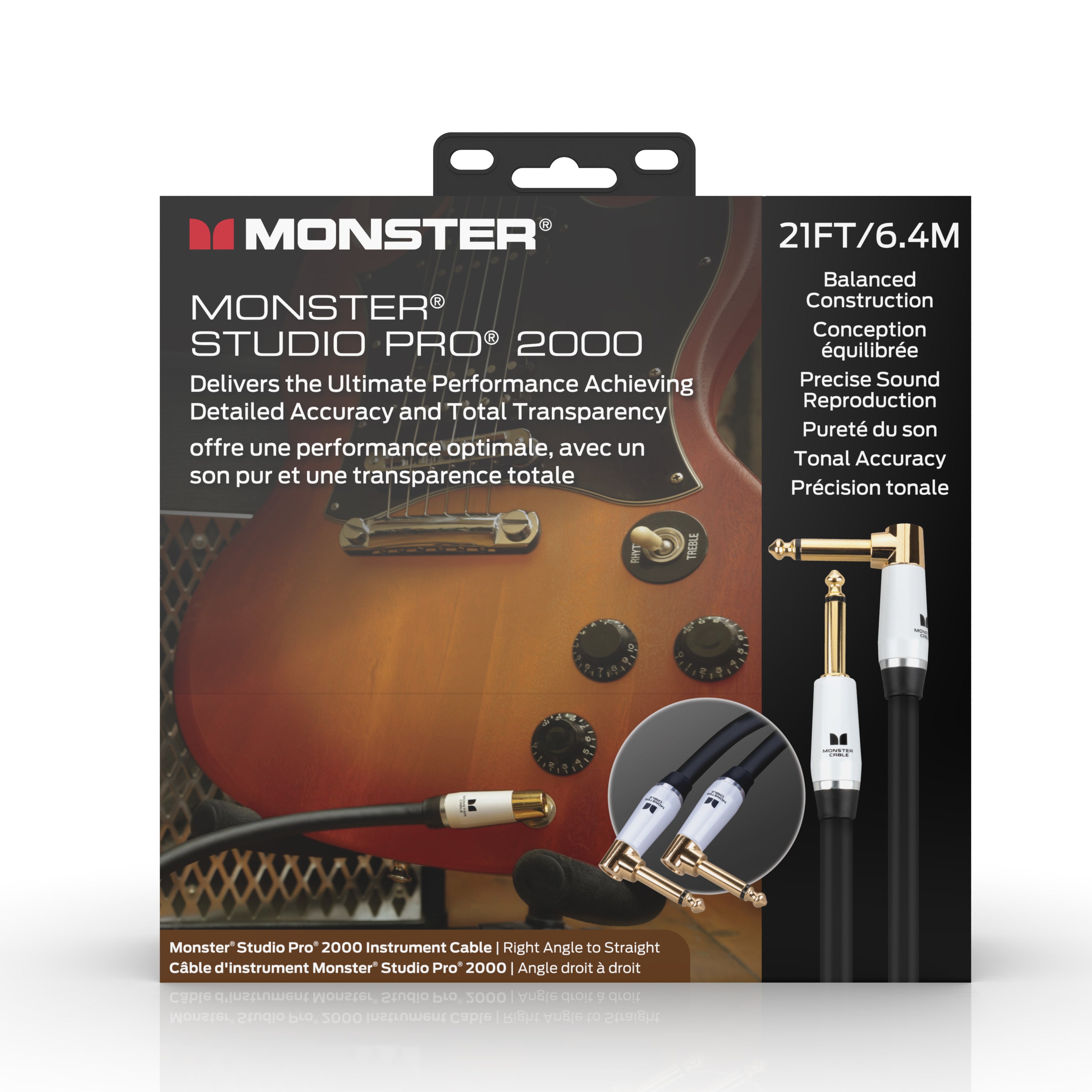 Monster® Prolink Studio Pro 2000 Instrument Cable - HIENDGUITAR Straight-Angle / 21ft(6.4m) Straight-Angle Monstercable Cables