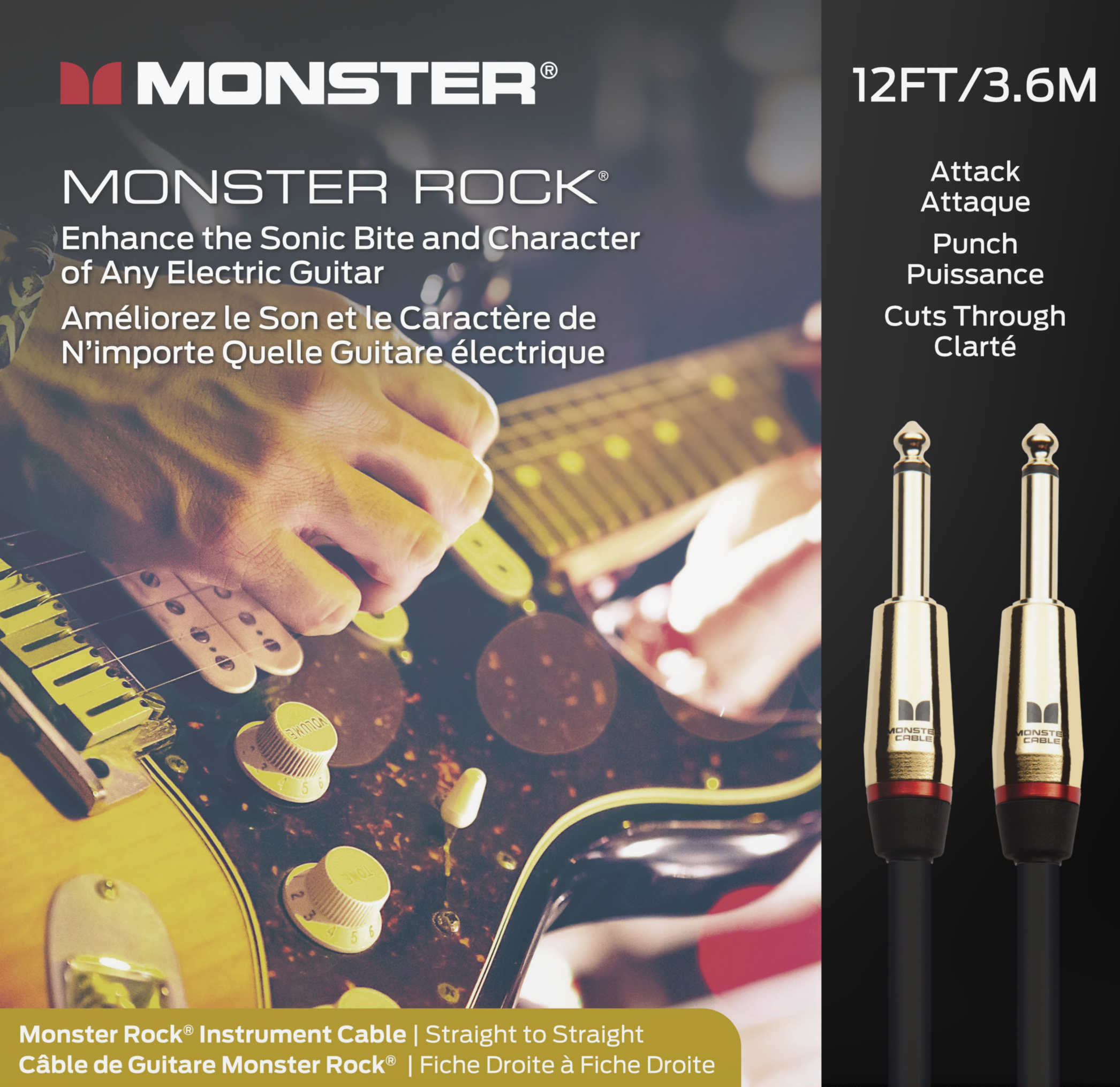 Monster® Prolink Rock Instrument Cable - HIENDGUITAR 12ft(3.6m) / Straight-straight 12ft(3.6m) Monstercable Cable