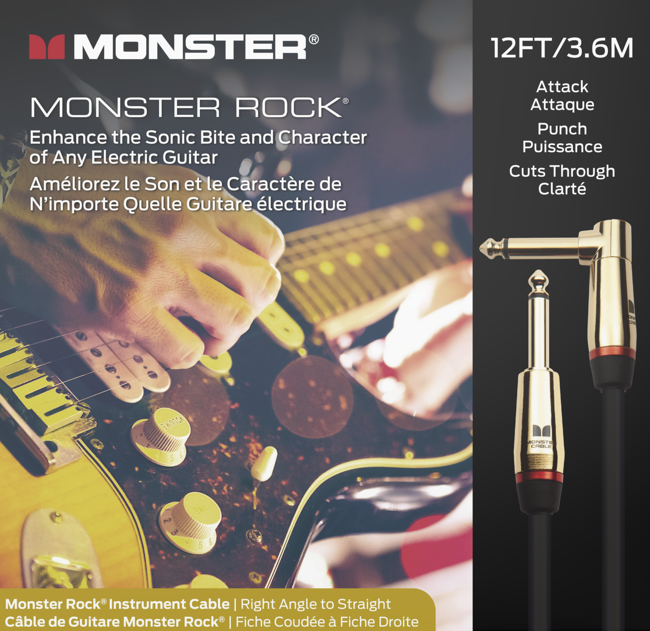 Monster® Prolink Rock Instrument Cable - HIENDGUITAR 12ft(3.6m) / Straight-Angle 12ft(3.6m) Monstercable Cable