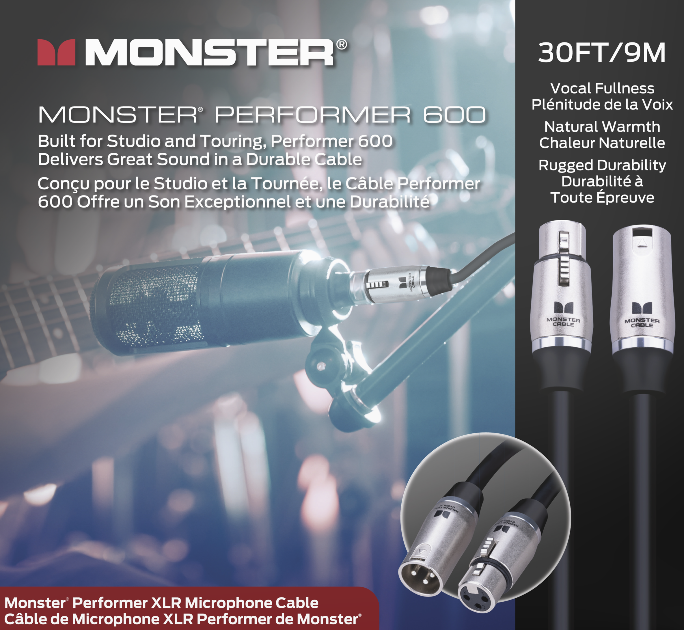 Monster® Prolink Performer™ 600 Microphone Cable - HIENDGUITAR 30ft(9m) 30ft(9m) Monstercable Cable