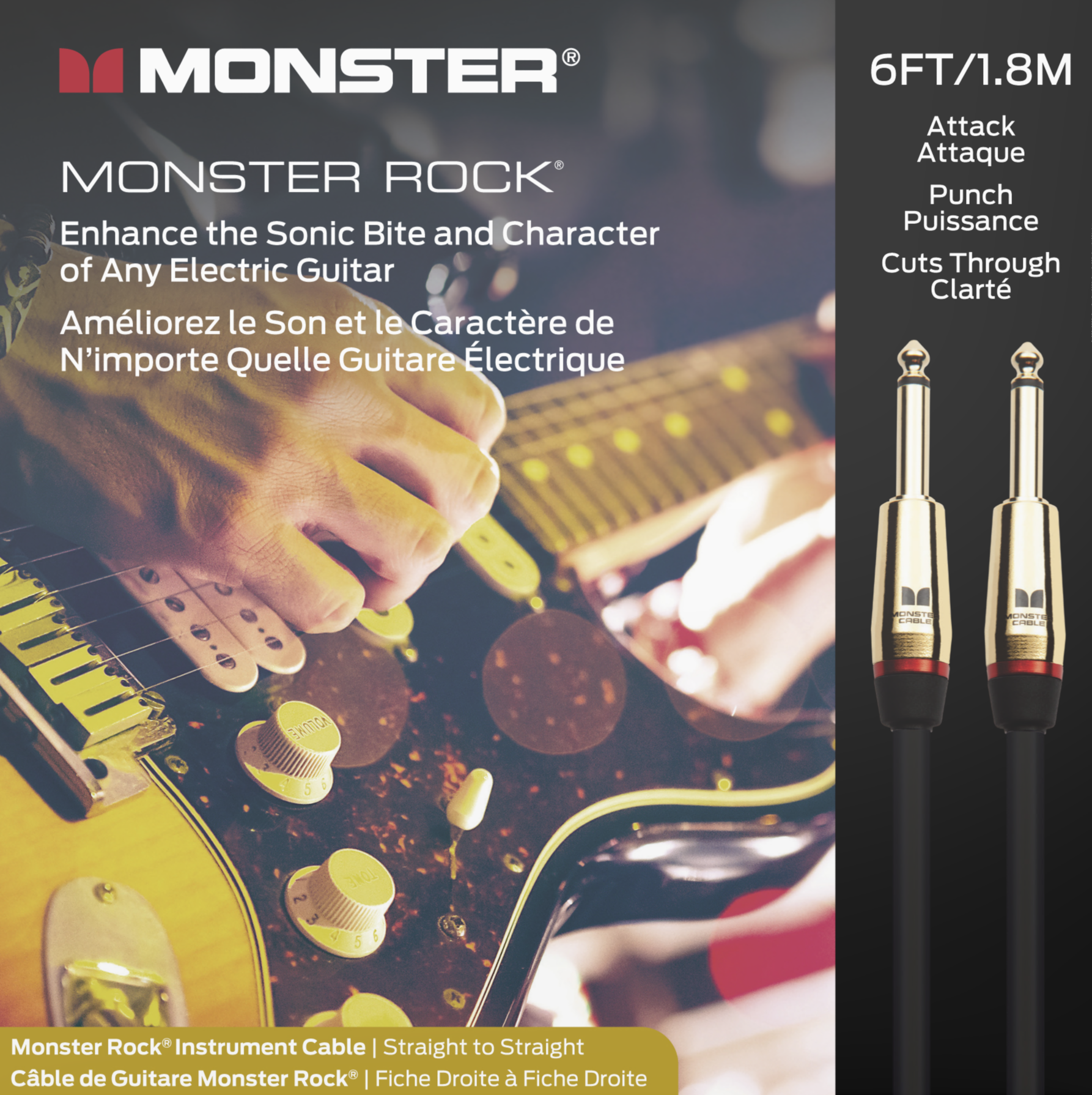 Monster® Prolink Rock Instrument Cable - HIENDGUITAR 6ft(1.8m) / Straight-straight 6ft(1.8m) Monstercable Cable