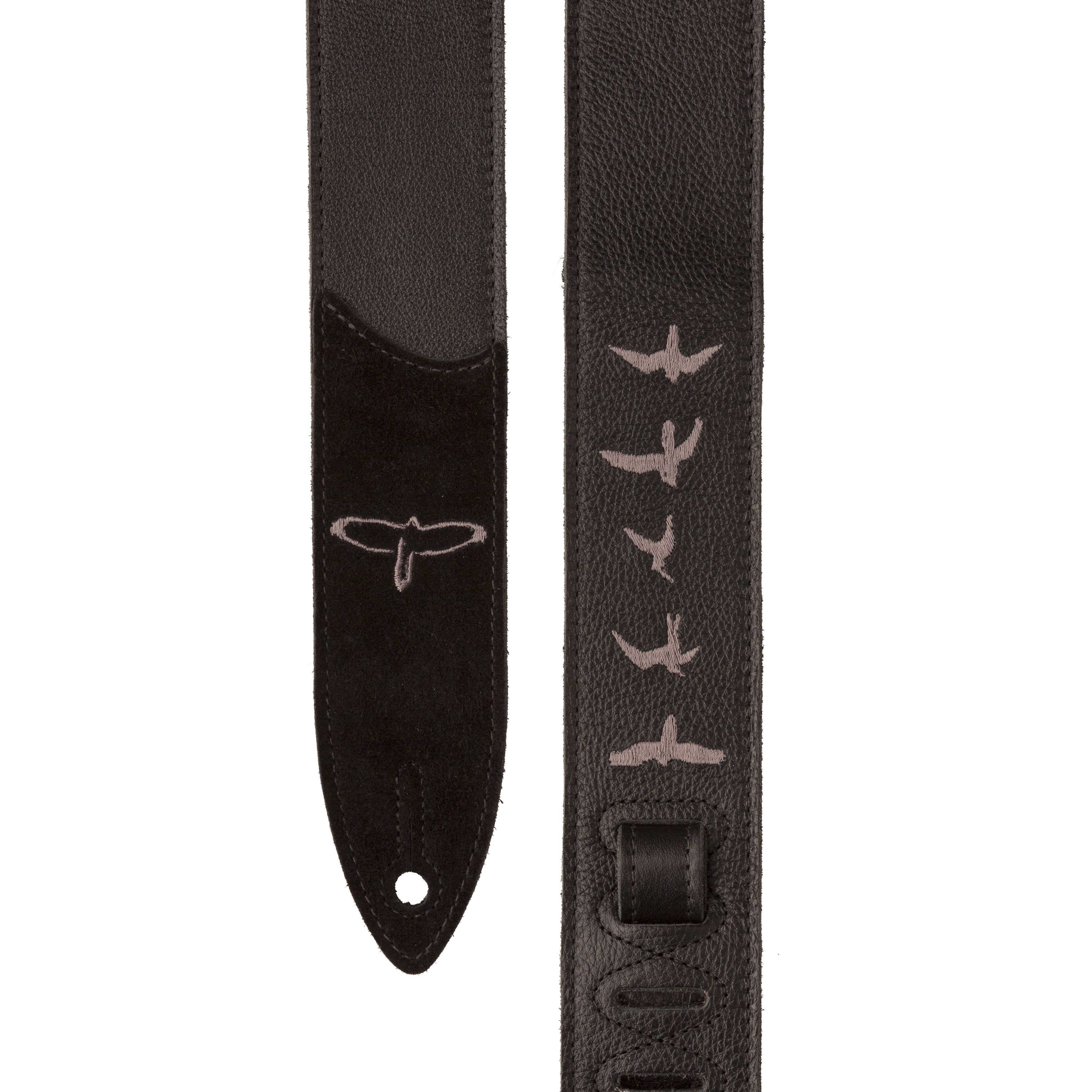 PRS Premium Leather 2" Strap Embroidered Birds Black - HIENDGUITAR   PRS straps