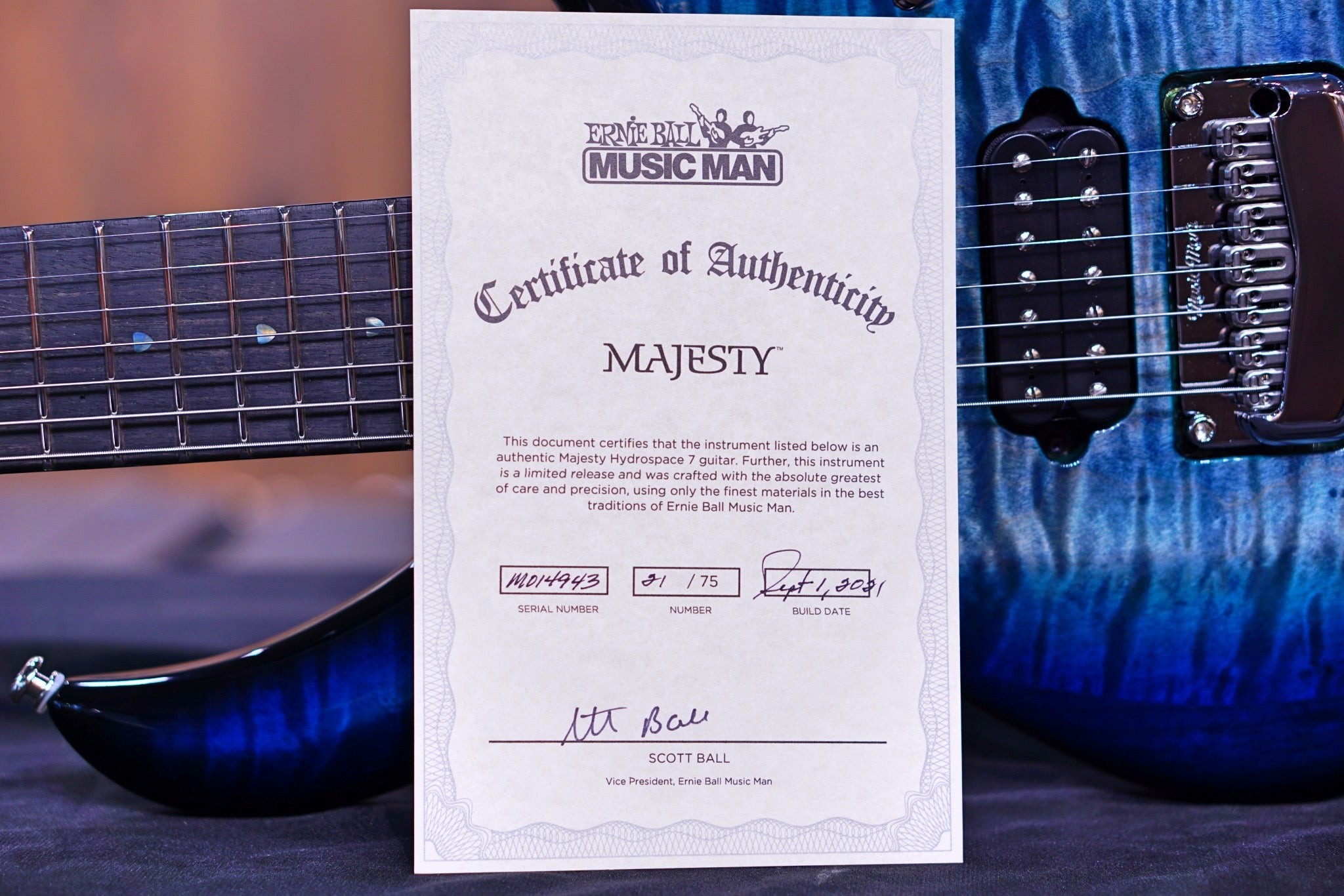 Ernie Ball Music Man John Petrucci Majesty 7  Hydrospace   m014943 - HIENDGUITAR   Musicman GUITAR