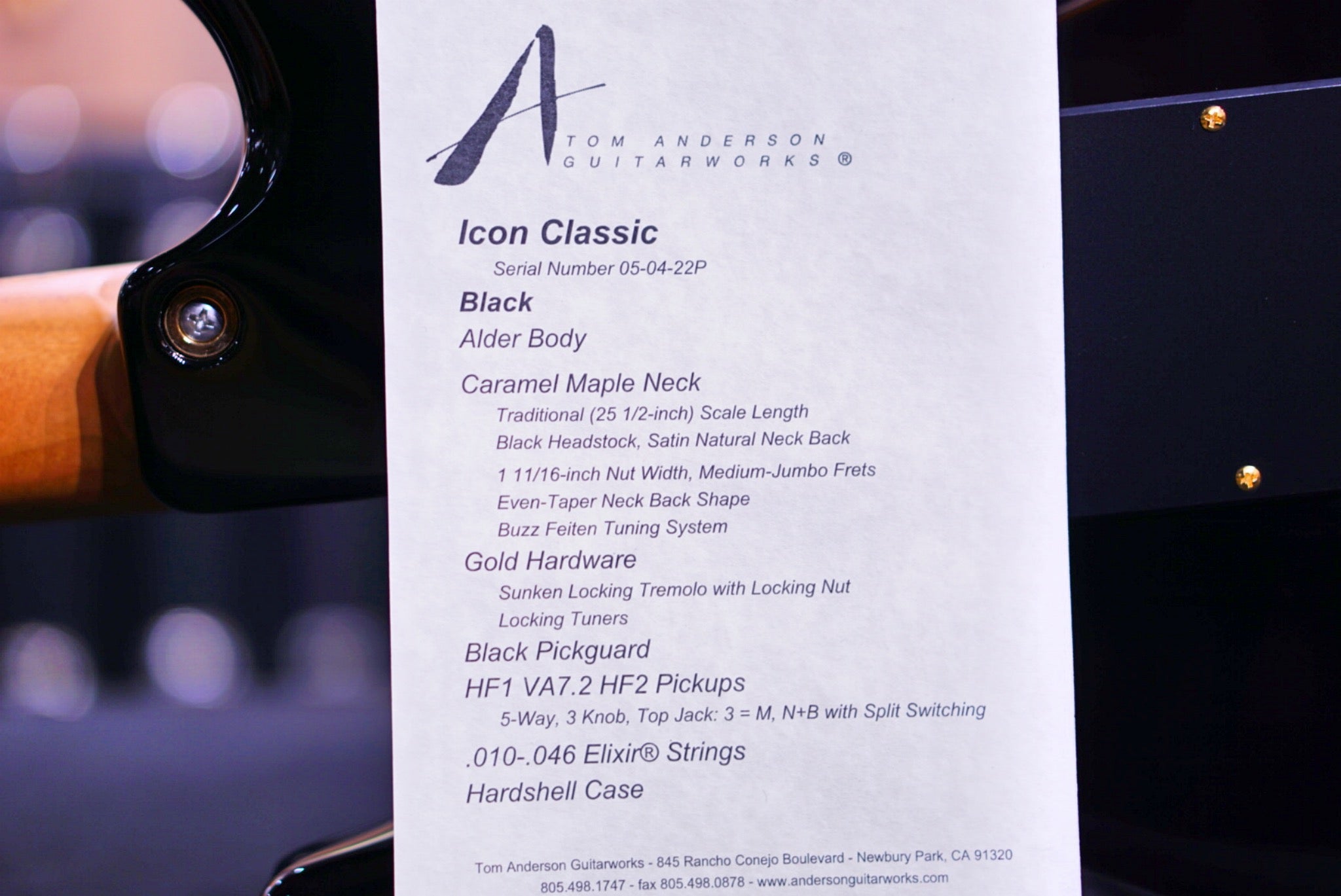 Anderson Icon Classic Black 05-04-22P - HIENDGUITAR   Anderson GUITAR