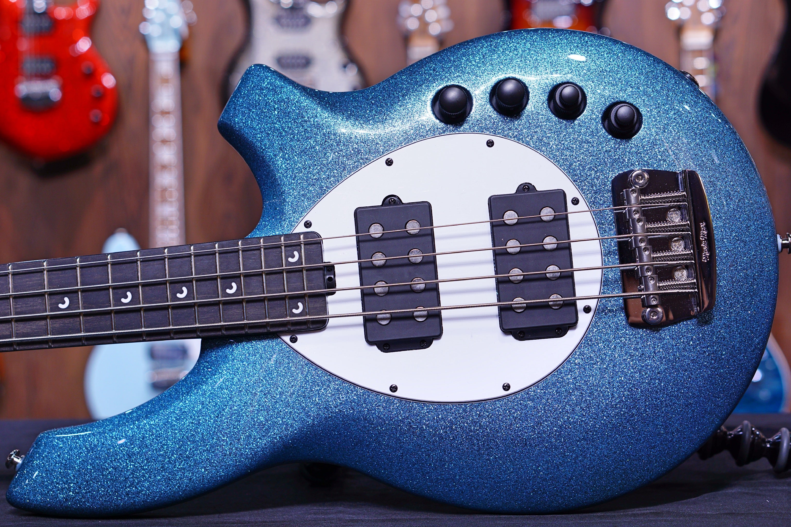 Ernie Ball Music Man Bongo 4 Bass Guitar Aqua Sparkle F87276