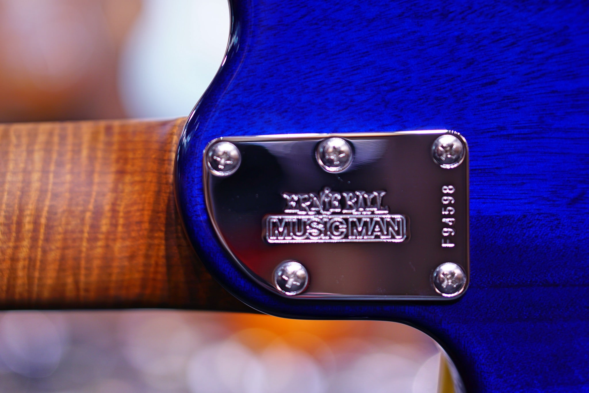 Ernie Ball Music Man JP15 7 Electric Guitar - Cerulean Paradise Quilt F94598 - HIENDGUITAR   Musicman GUITAR