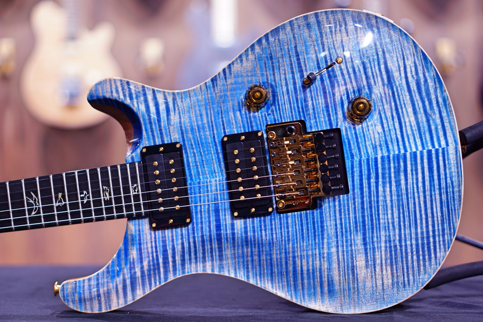 PRS Custom 24 Floyd wood library faded blue jeans stained flame neck run 0336245 - HIENDGUITAR   PRS GUITAR